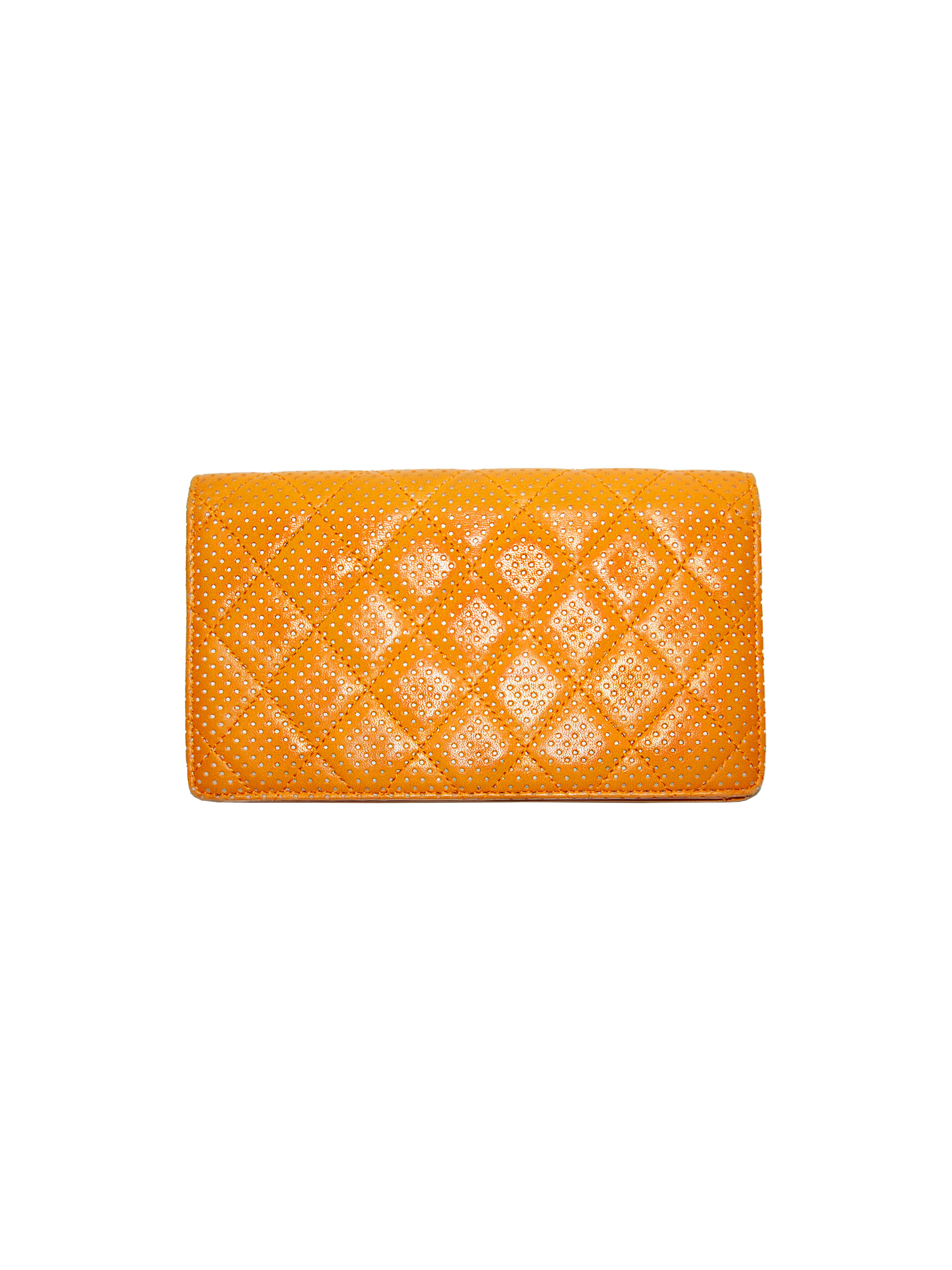 Chanel 2000s Orange Perforated Bi-Fold Wallet · INTO