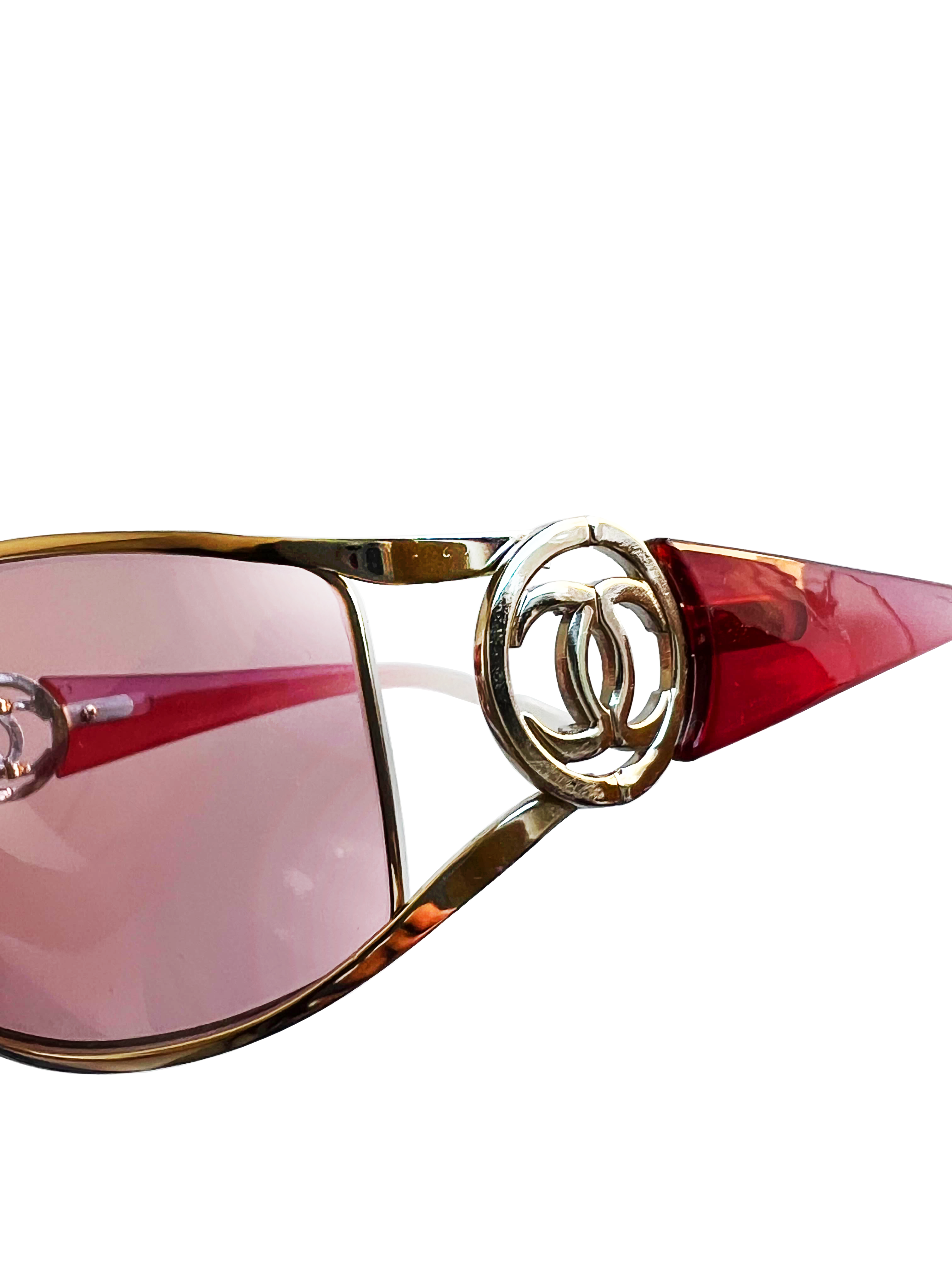 Chanel 2000s Pink CC Colored Sunglasses
