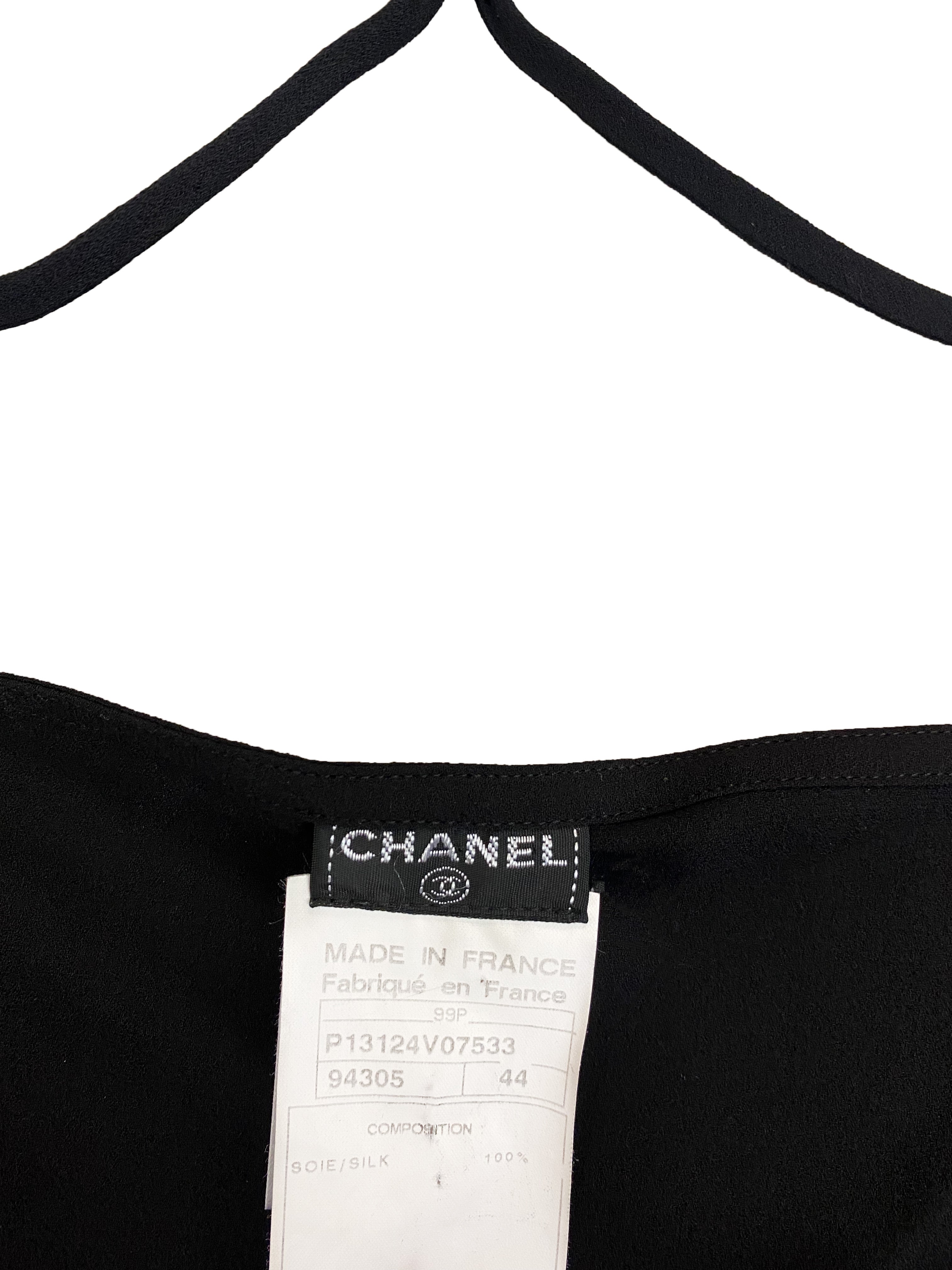 Chanel 1999 Karl Lagerfeld Black Silk Logo Tank Top · INTO