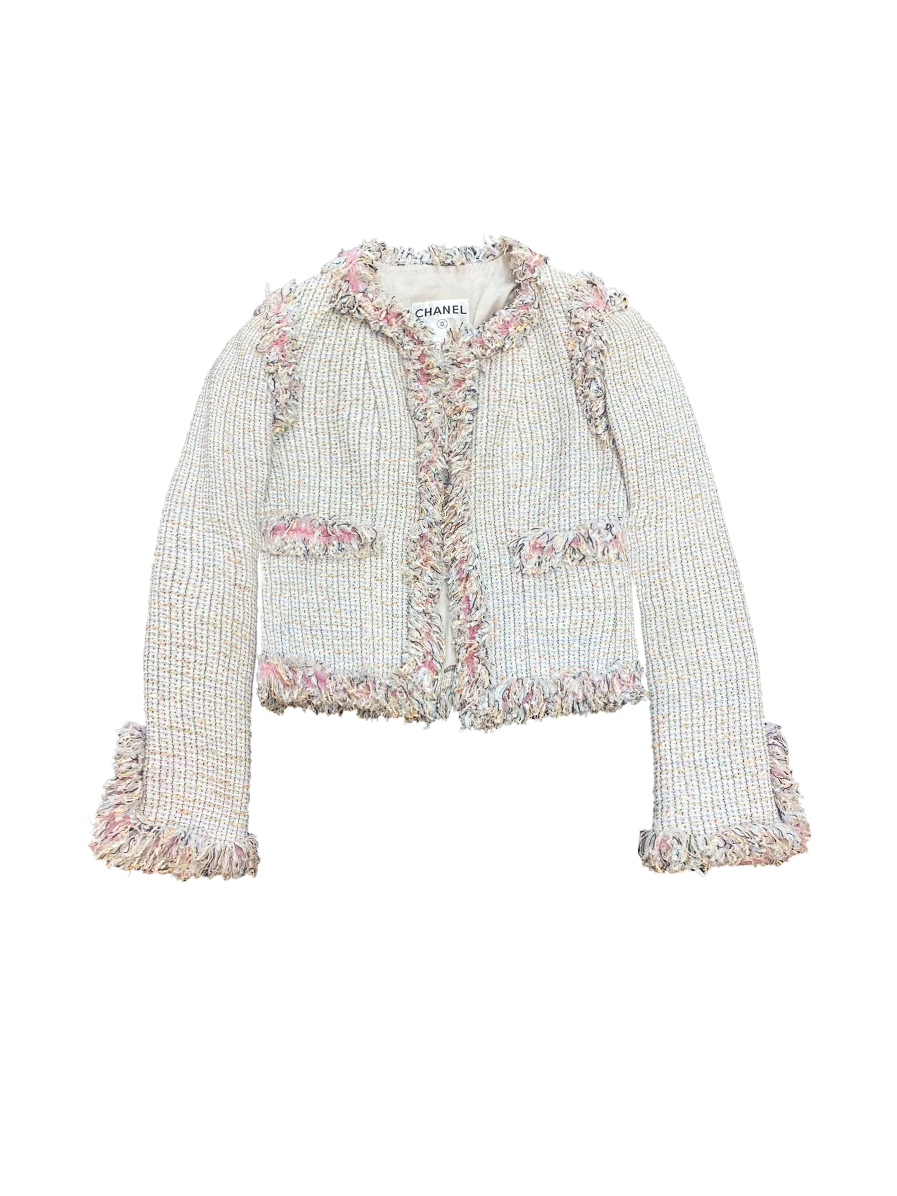 Chanel 2004 Pastel Tweed Jacket with Pearl CC Buttons