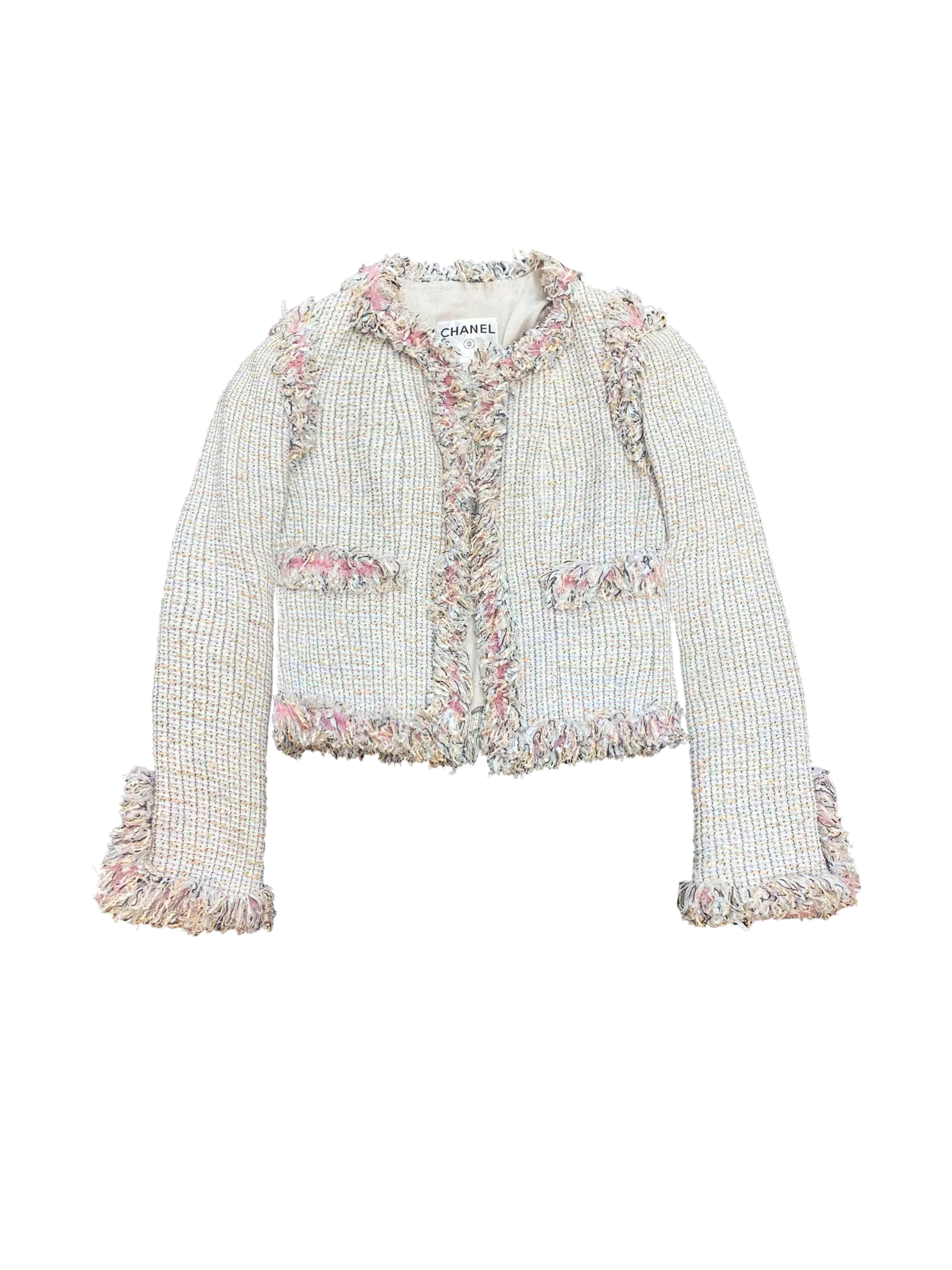 Chanel 2004 Pastel Tweed Jacket with Pearl CC Buttons · INTO