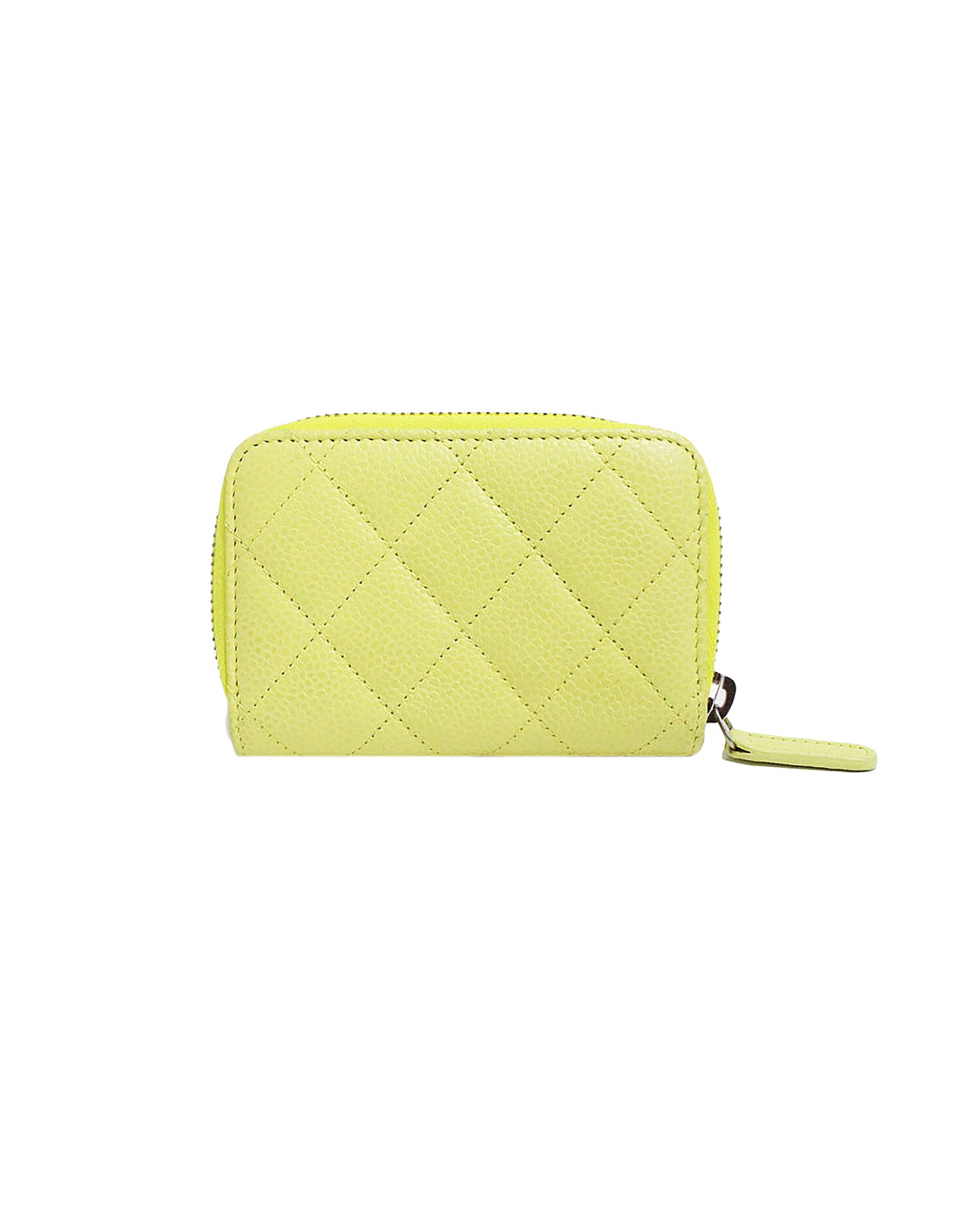 CHANEL Lambskin Quilted Flap Card Holder Wallet Yellow 709349