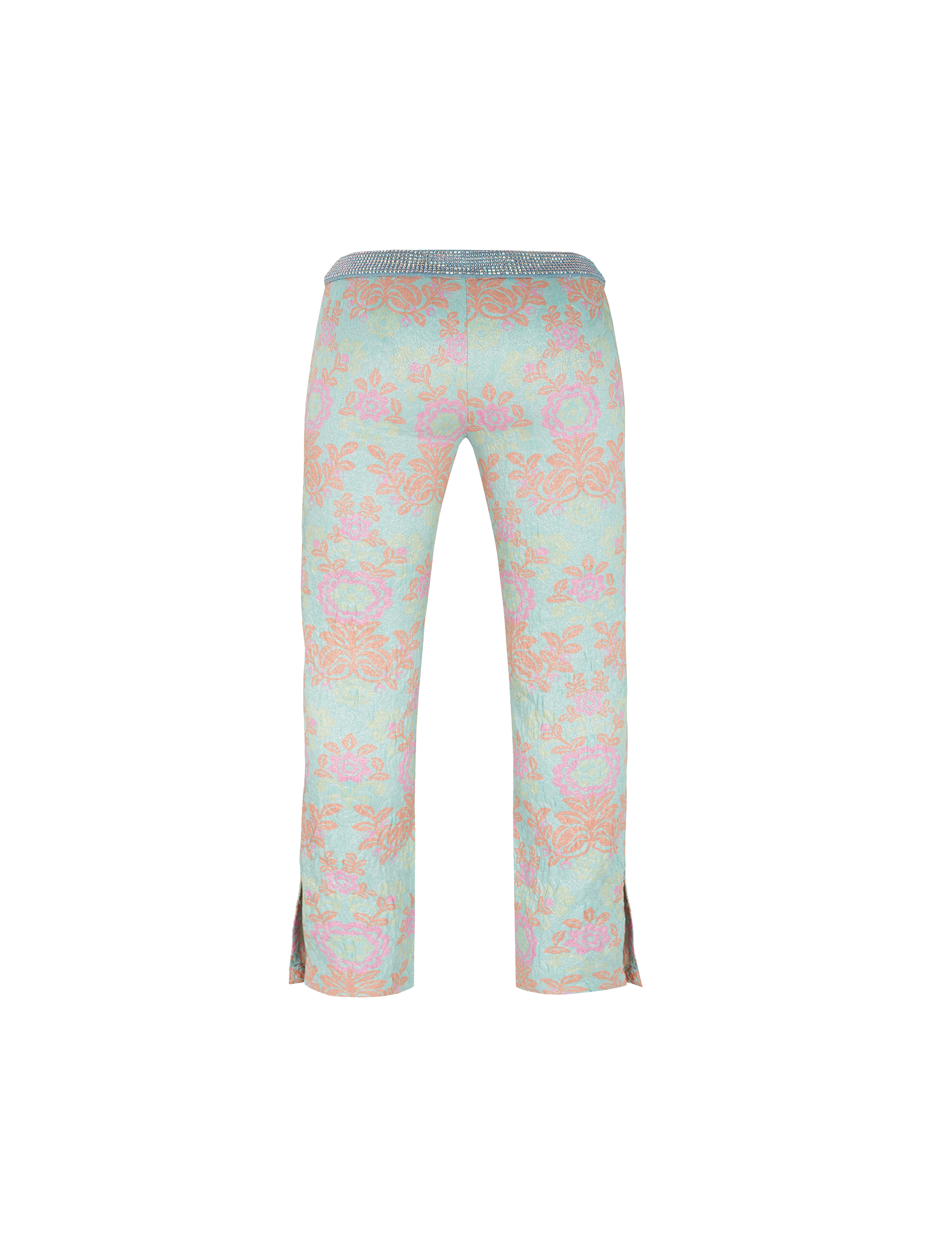 Dolce and Gabbana Spring 2000 Pastel Floral Trousers with Swarovski Crystals