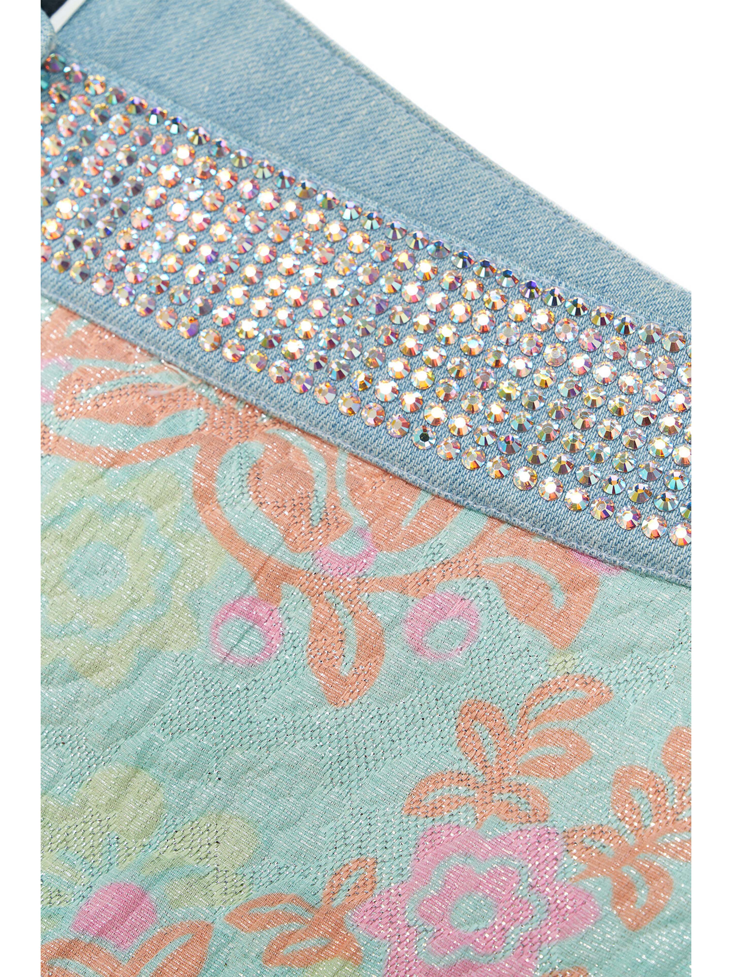 Dolce and Gabbana Spring 2000 Pastel Floral Trousers with Swarovski Crystals