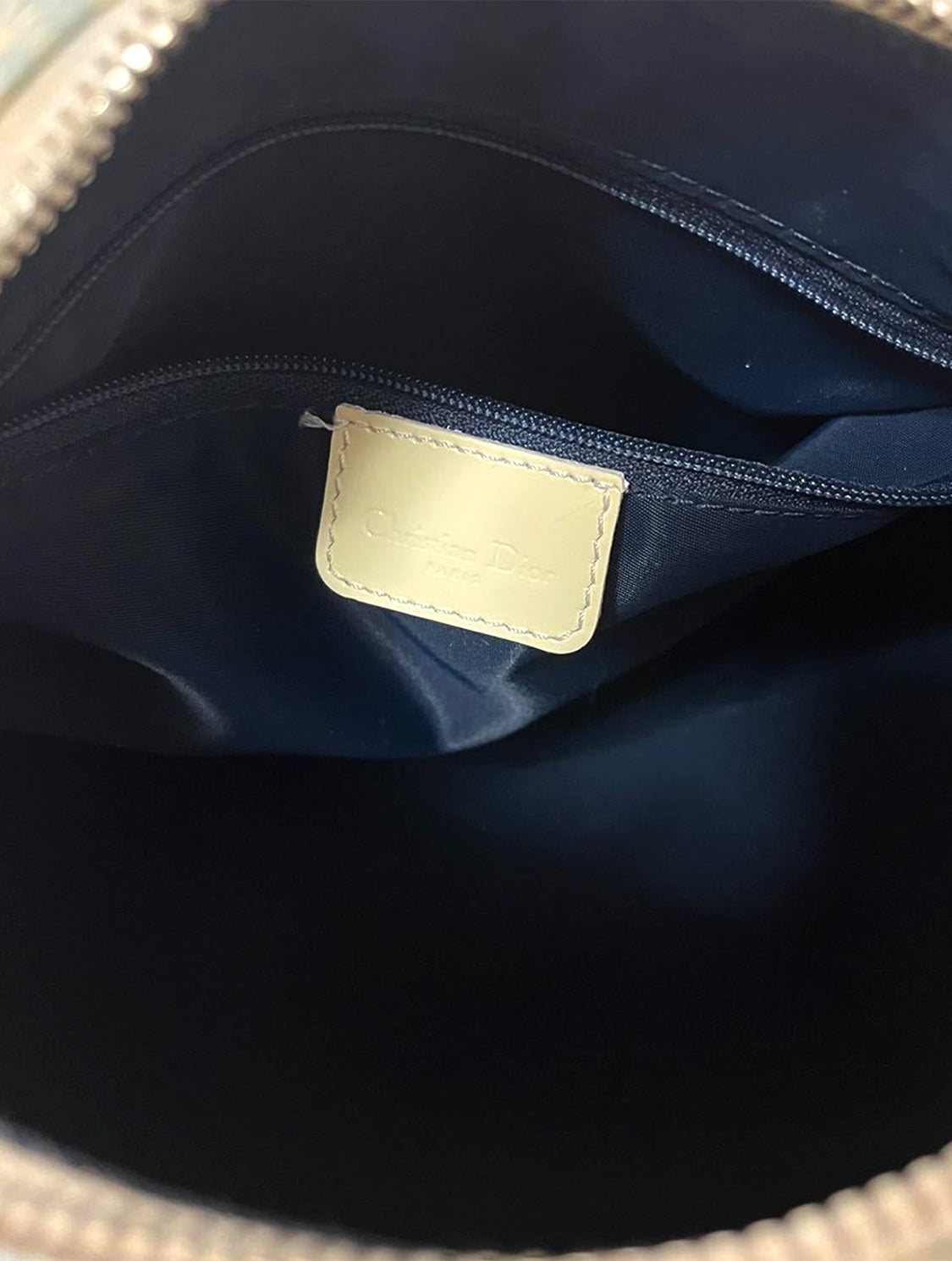 Christian Dior 2000s Navy Blue Trotter Monogram Boston Bag · INTO
