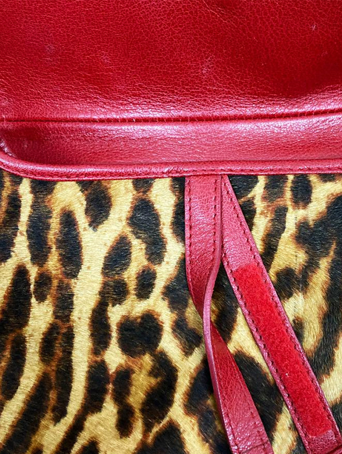 Christian Dior Bag, Leopard & Ostrich-Trimmed Saddle Bag