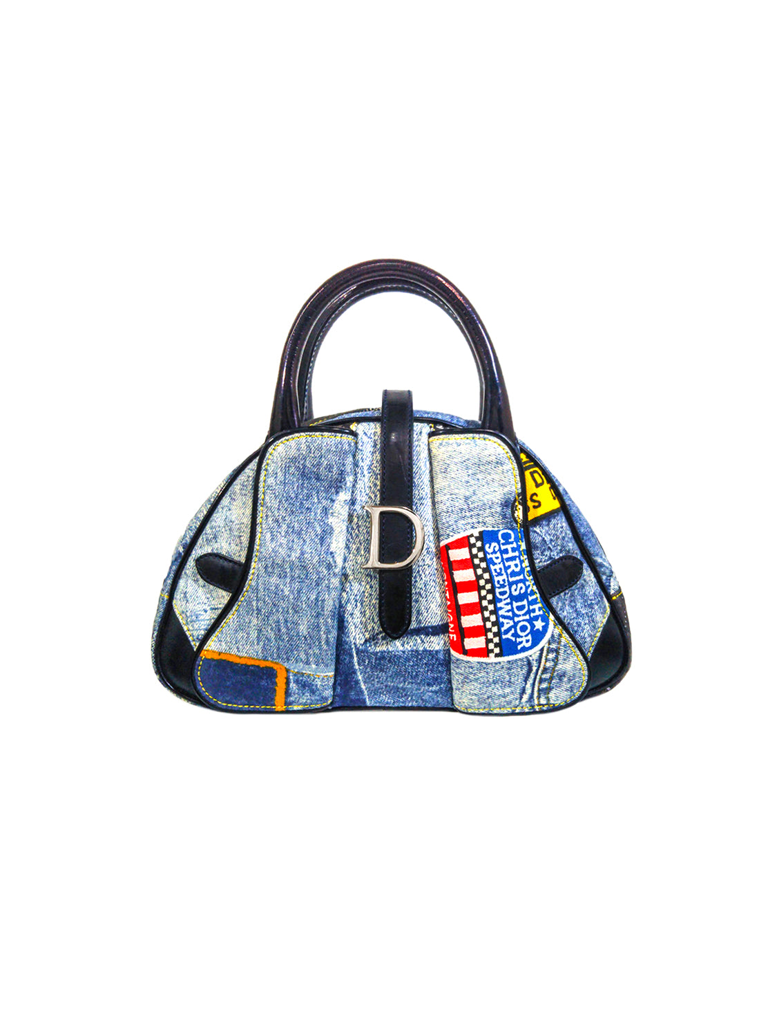 Lady DJoy Micro Bag Blue Denim Embroidered with GoldTone Stars  DIOR US