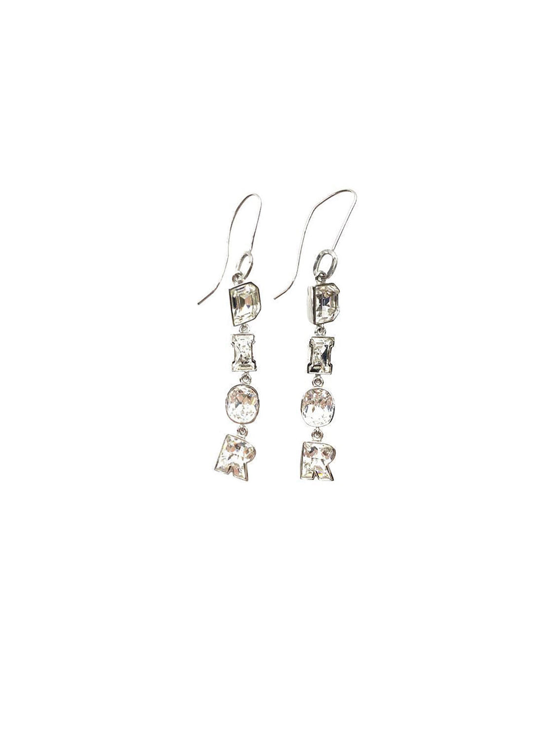 Christian Dior 2000s Silver Crystal Letter Dangle Earrings