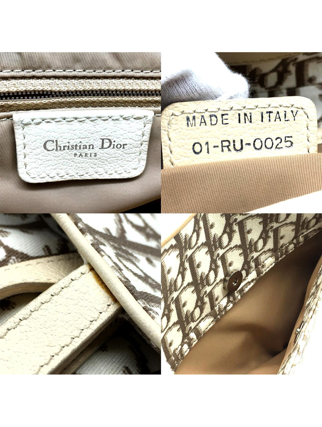 CHRISTIAN DIOR 2005 BEIGE DIORISSIMO EMBROIDERED FLOWERS SADDLE