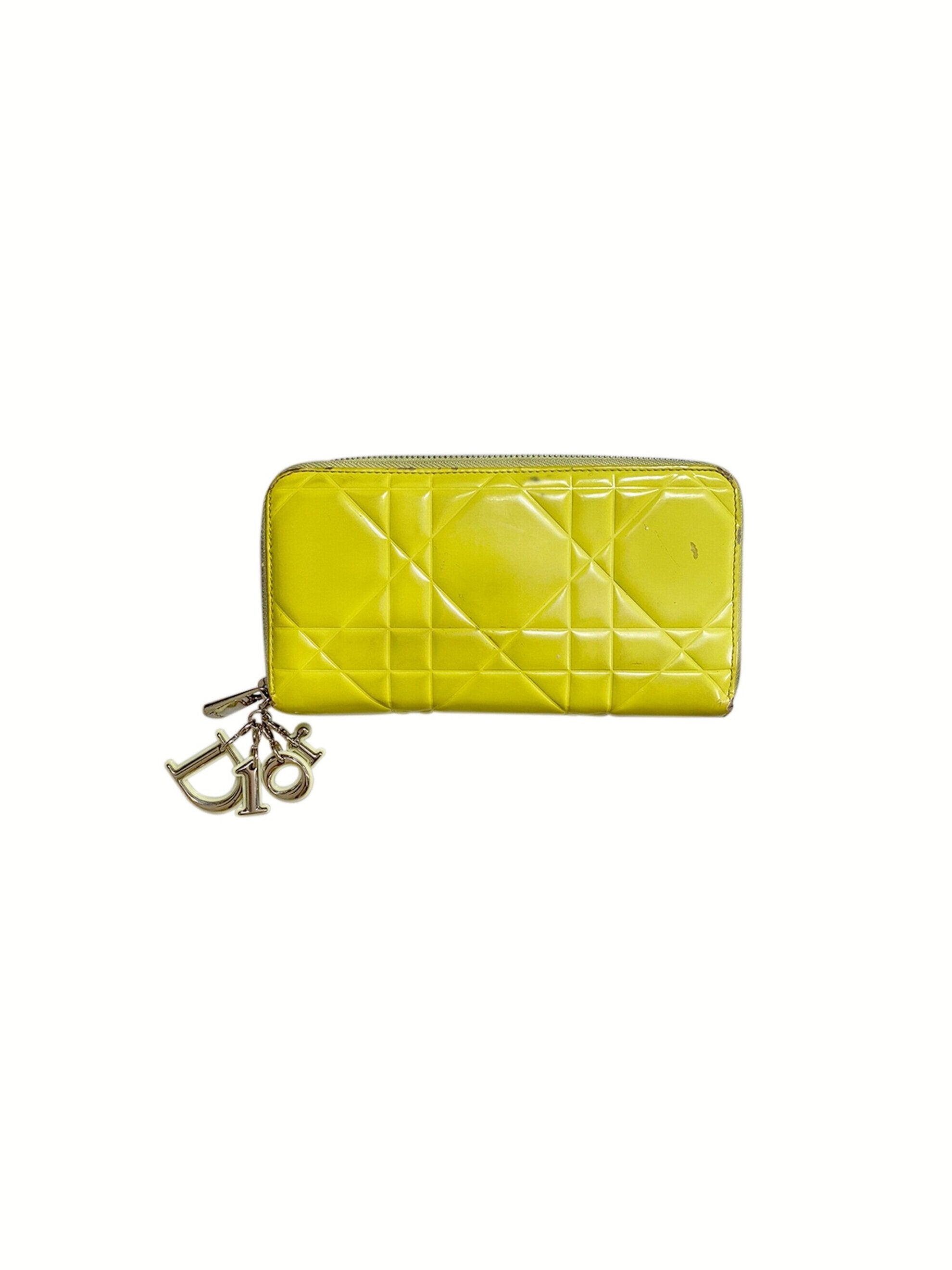 Christian Dior 2000s Quilted Yellow-Green Clutch