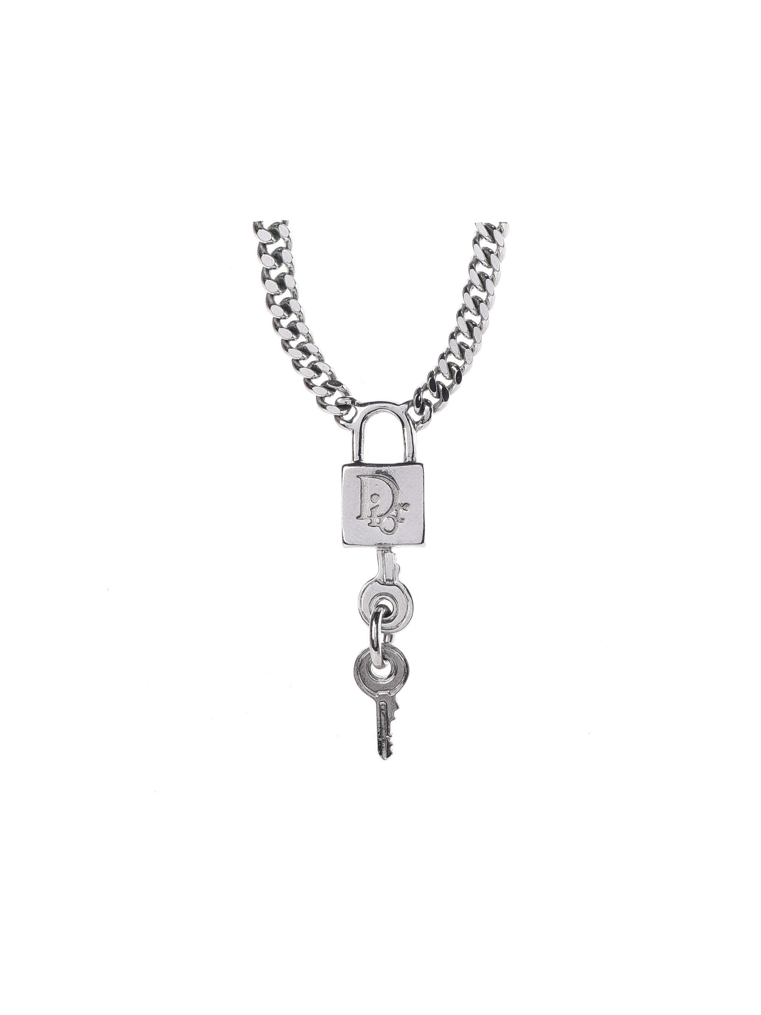 Christian Dior 2000s Padlock and Key Necklace