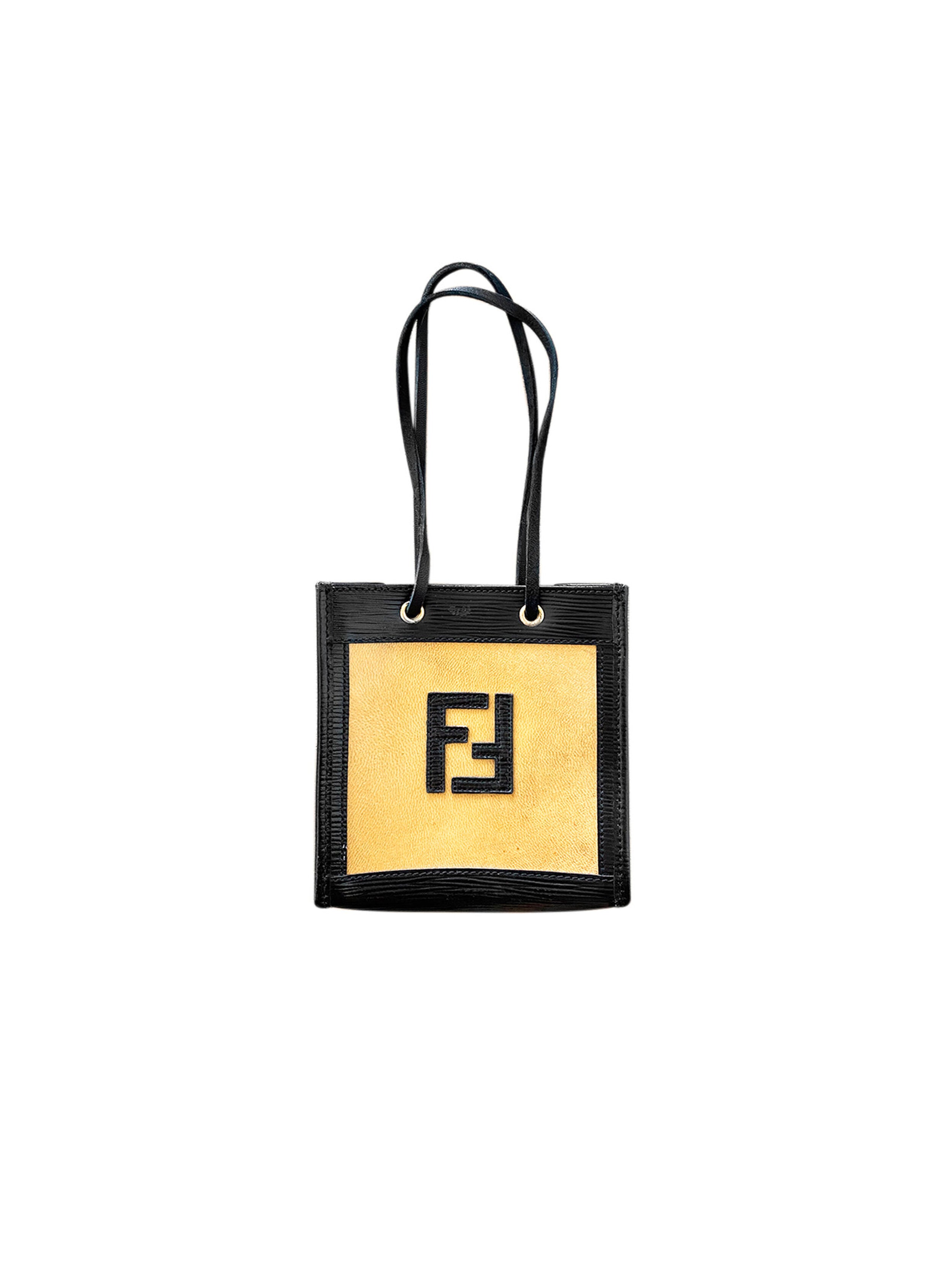 Fendi Black 2000s Leather Mini Shopping Tote