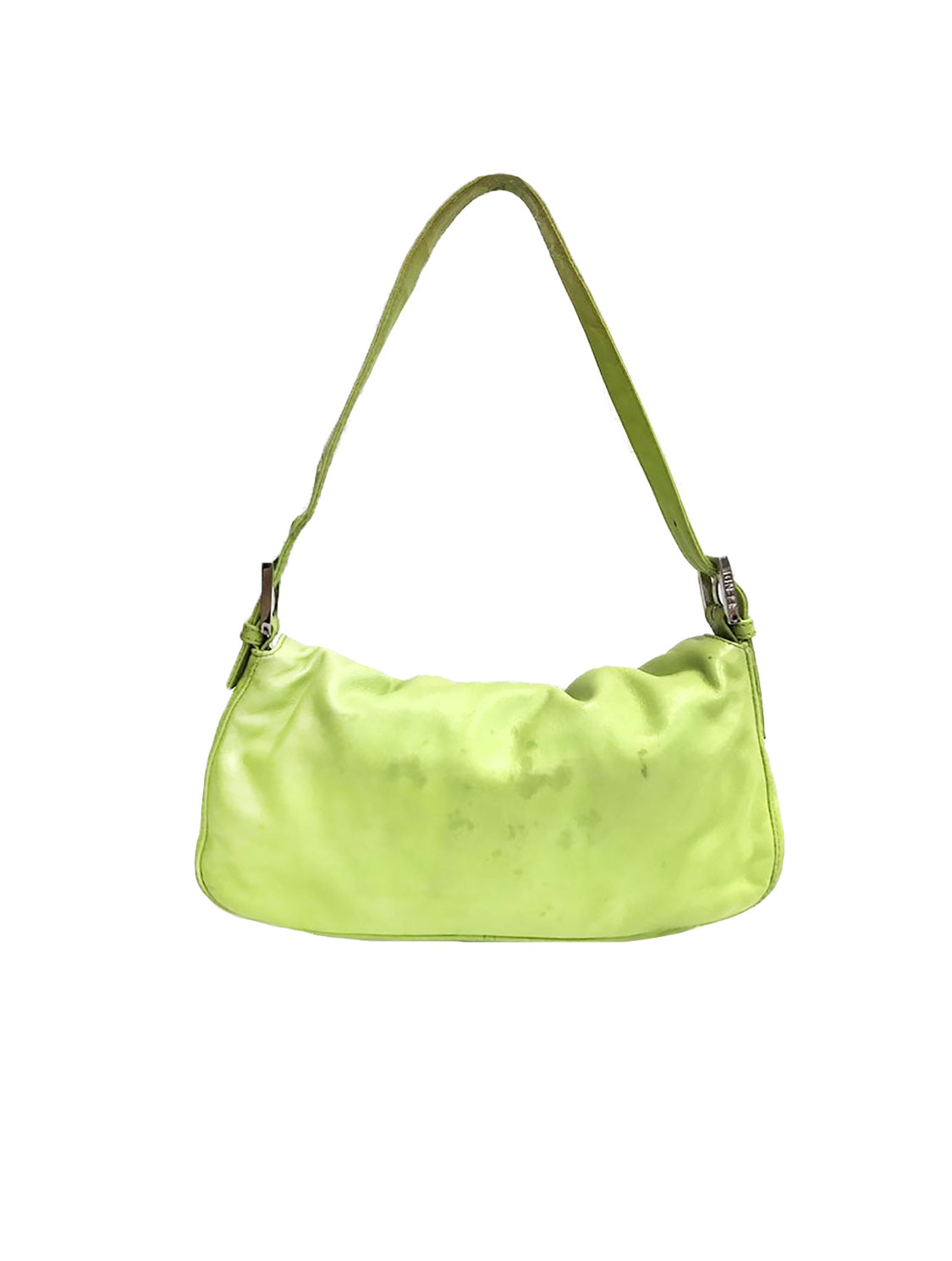 Fendi 2000s Green and Pink Leather Baguette