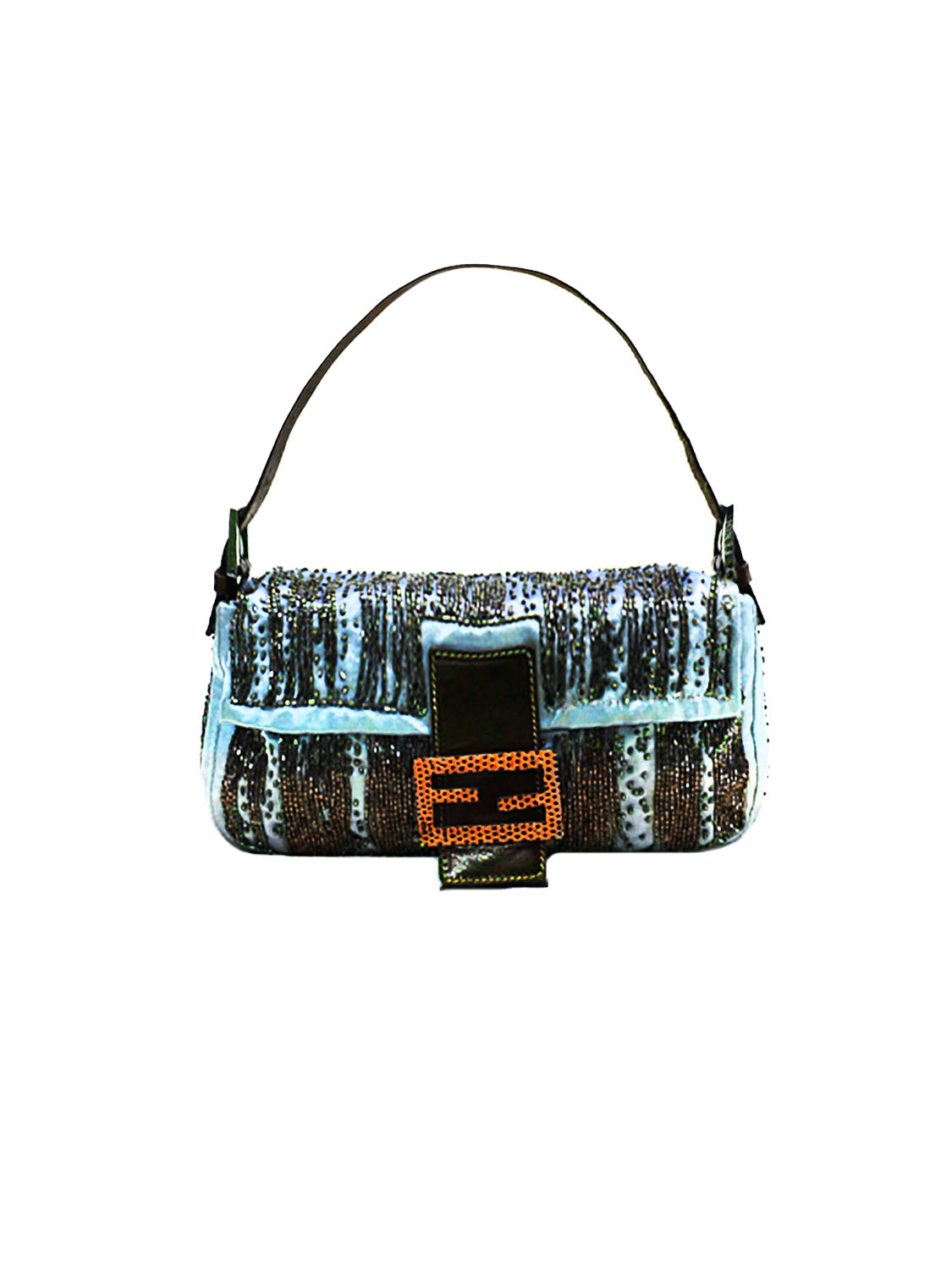 Fendi 2000s Rare Blue Beaded Baguette