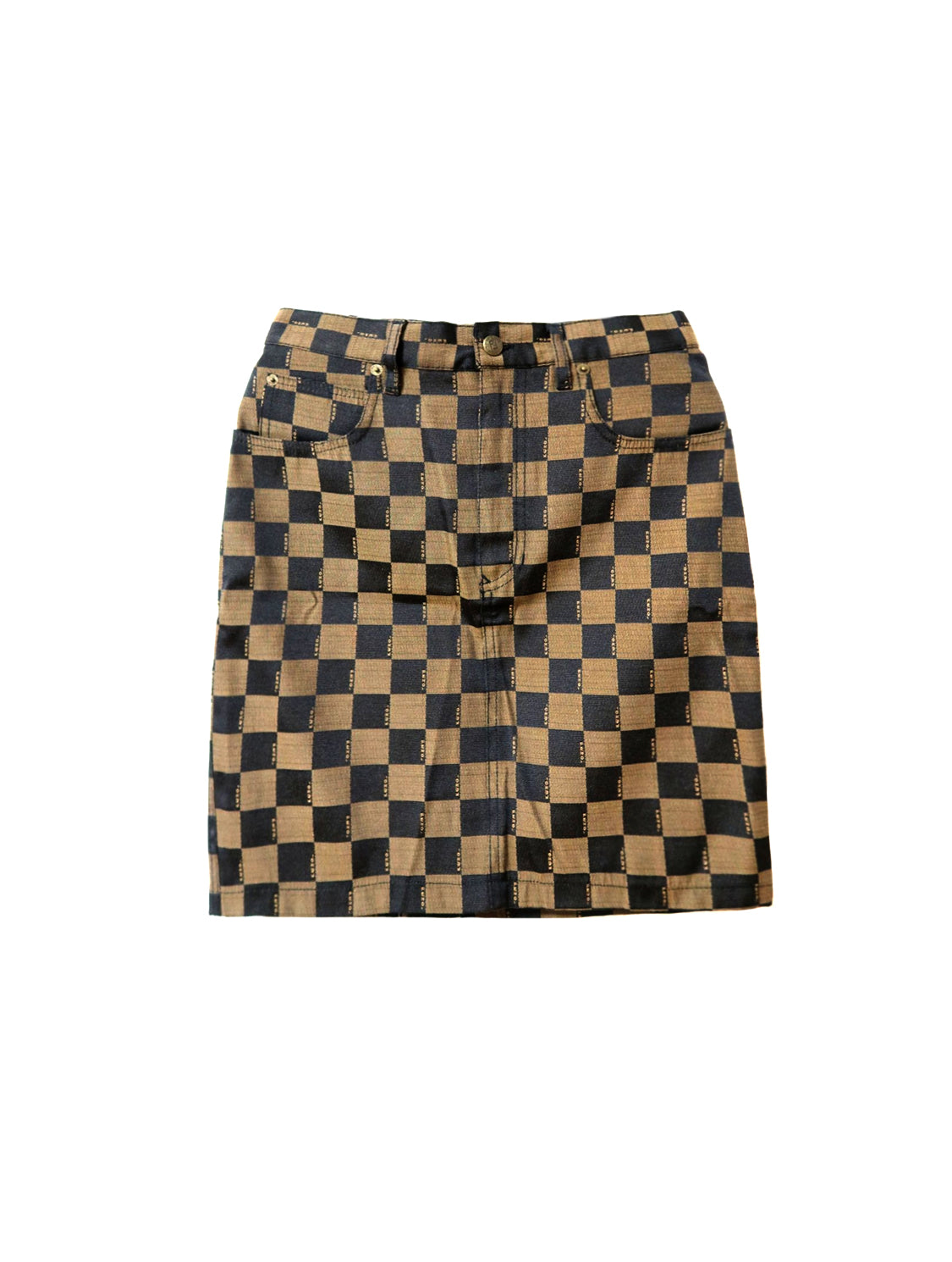 LOUIS VUITTON 90s Tan Denim Monogram Mini Skirt — Garment