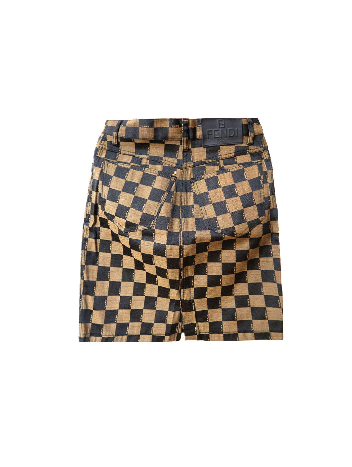 Fendi Brown 2000s Checkered Mini Skirt