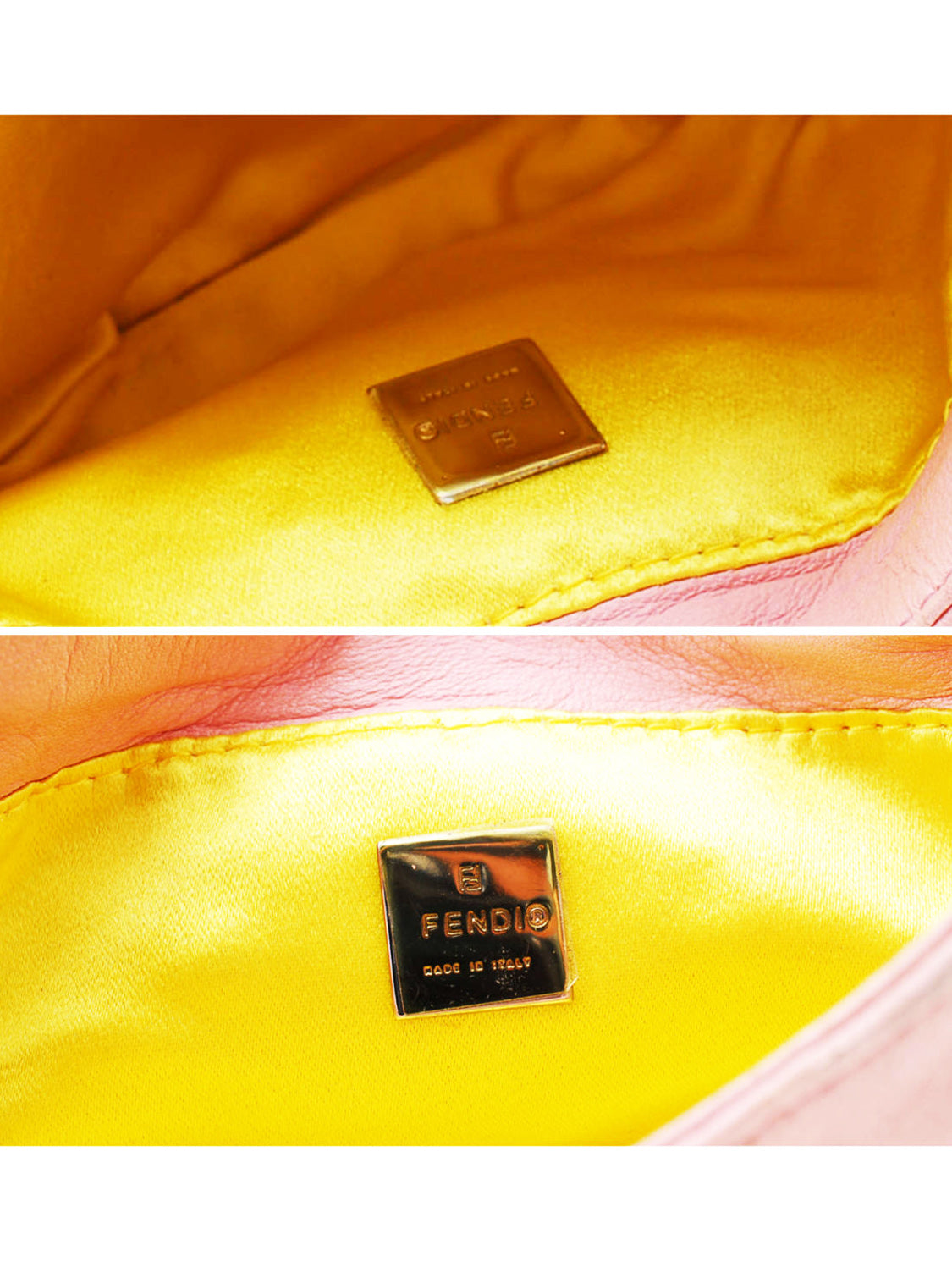 Fendi Mini 2000s Rounded Pink and Yellow Mini Croissant Bag