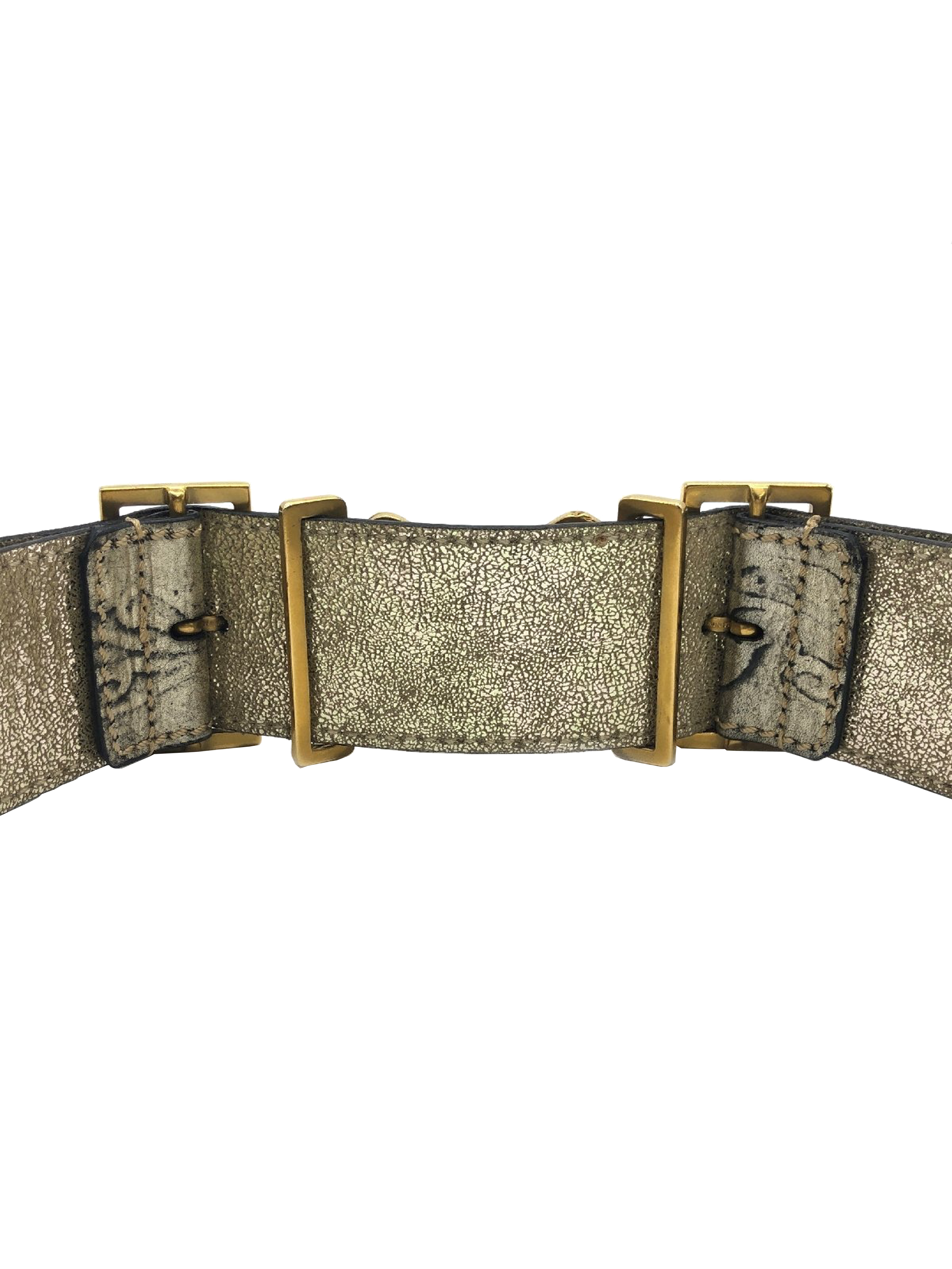 Fendi 2000s Gold Double Buckle Belt