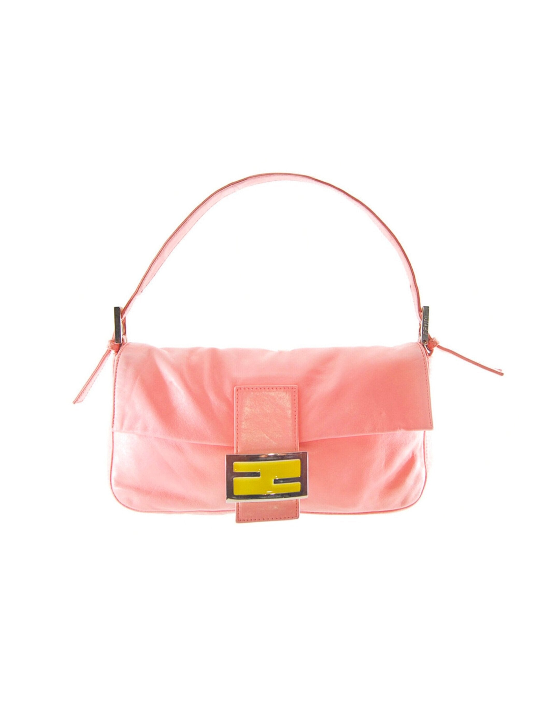 Fendi 2000s Pink and Yellow Leather Baguette · INTO