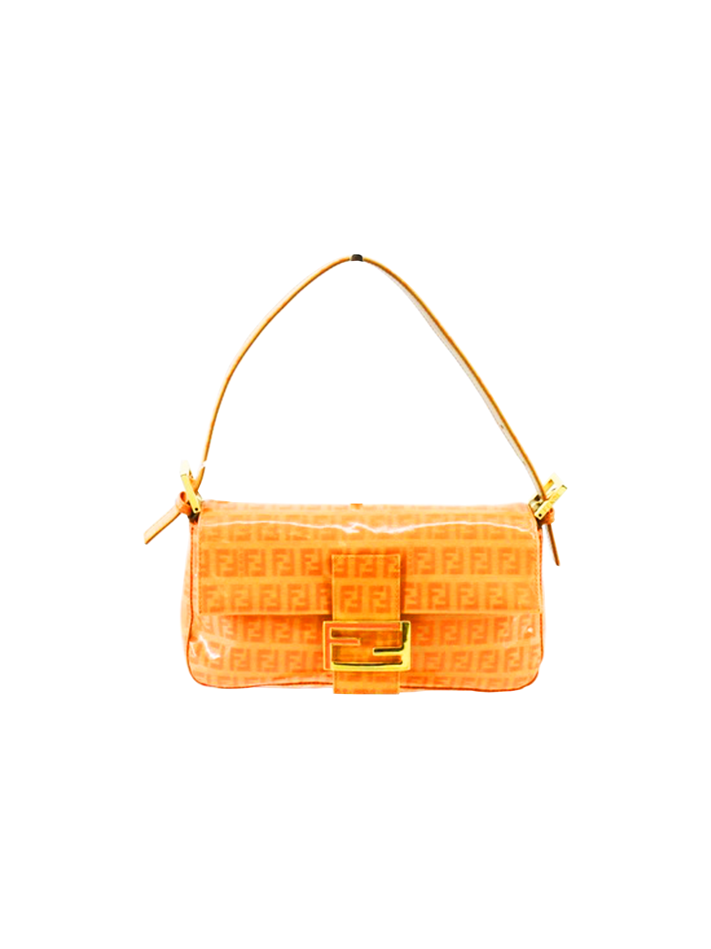 Fendi 2000s Orange Vinyl Zucca Handbag