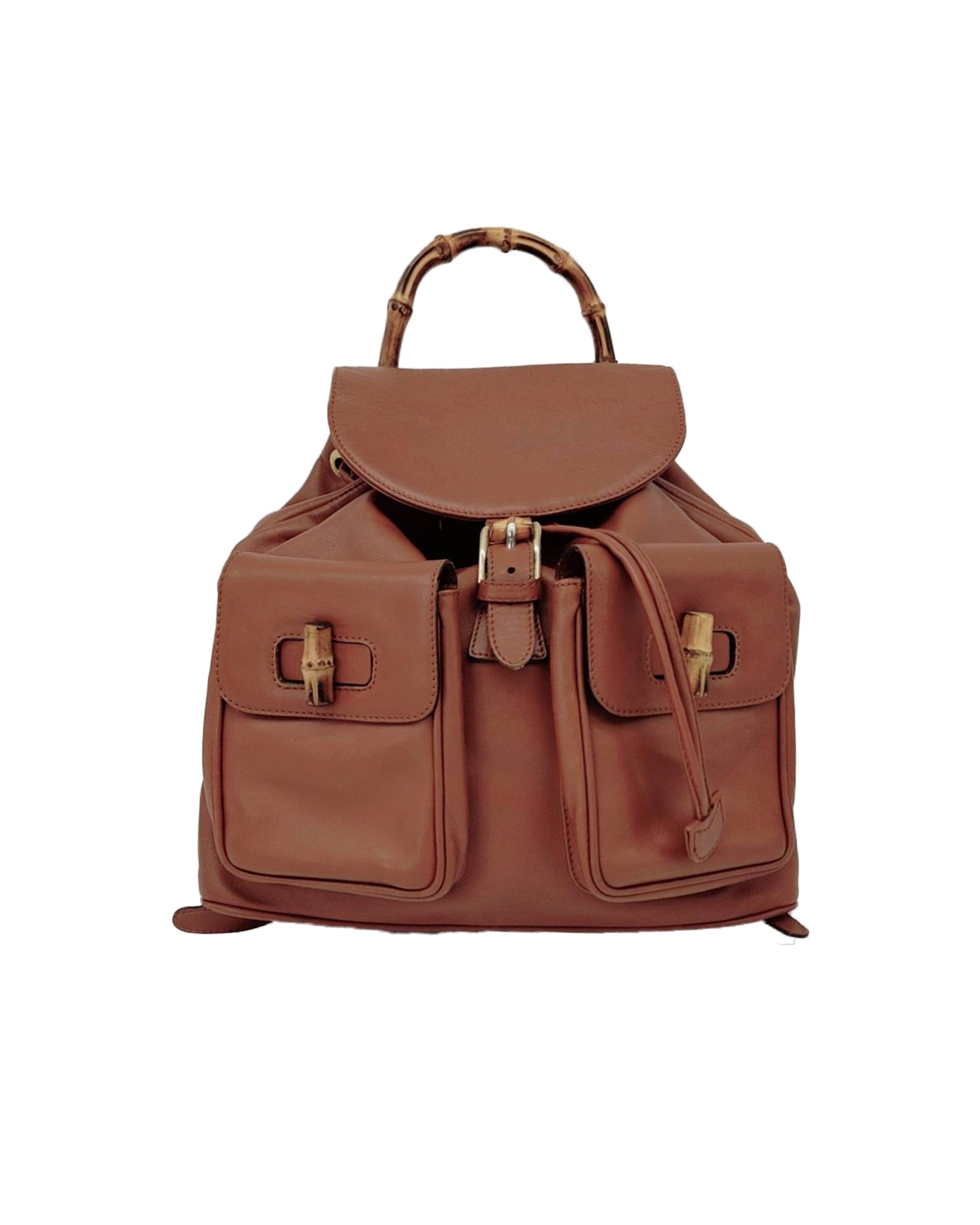 Gucci Bamboo 2000s Brown Leather Backpack