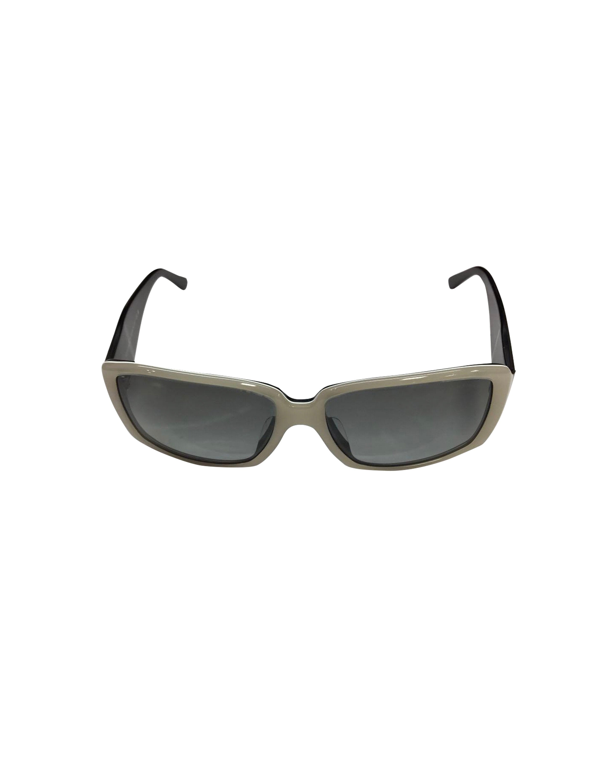 Chanel White Rectangular Silver Sunglasses · INTO