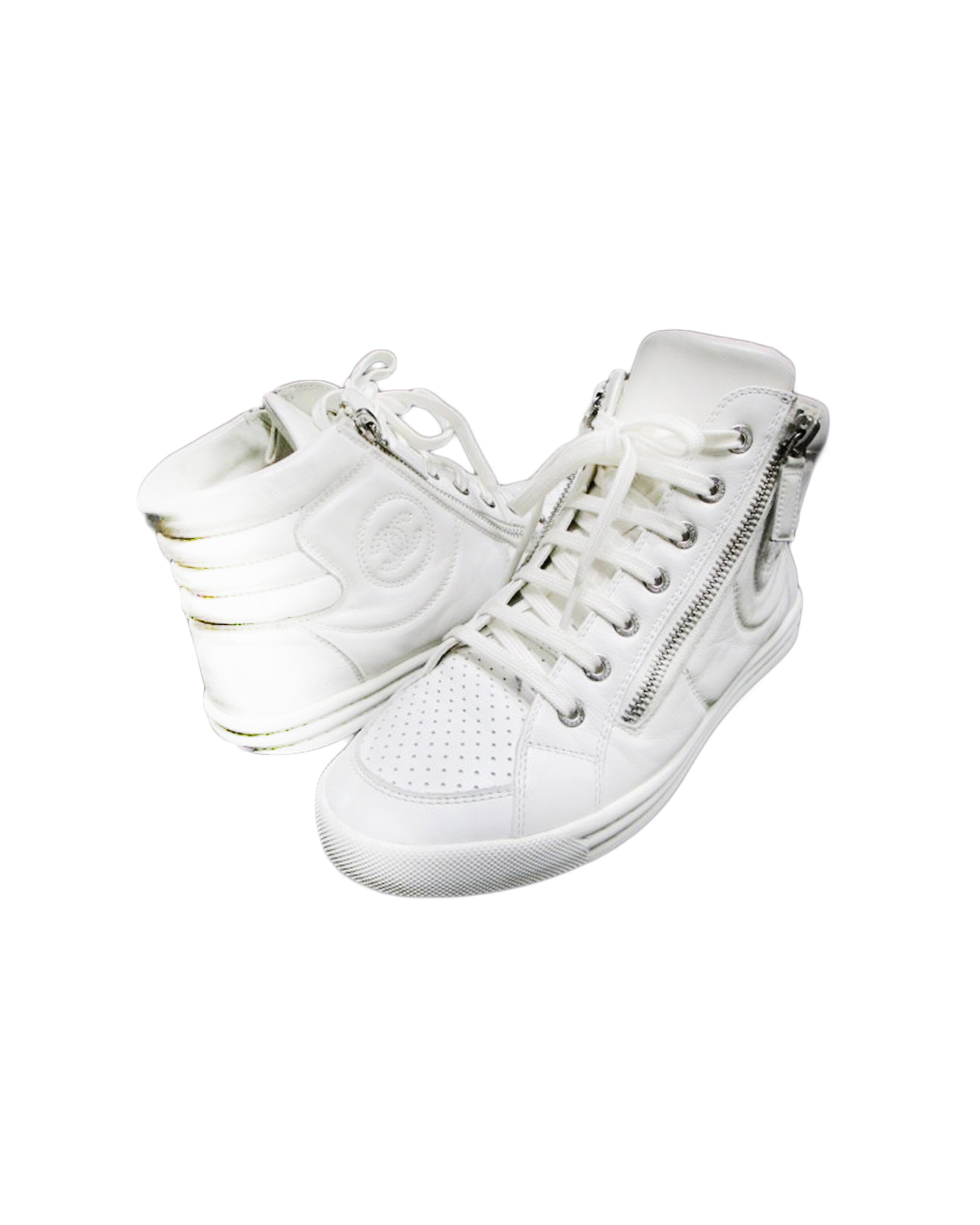 Chanel White High-Top Sneakers