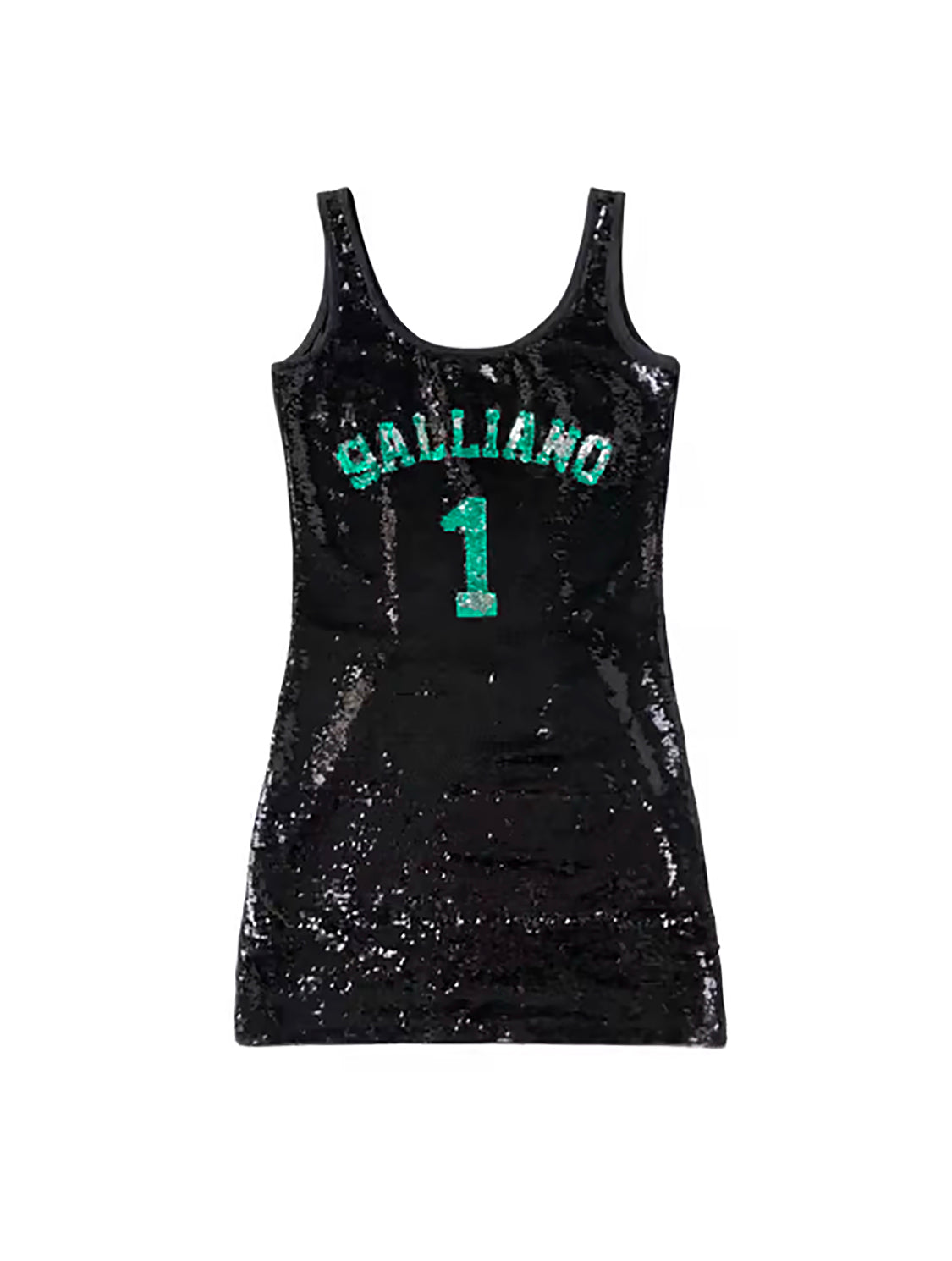 John Galliano 2000s Black Sequin Tank Dress