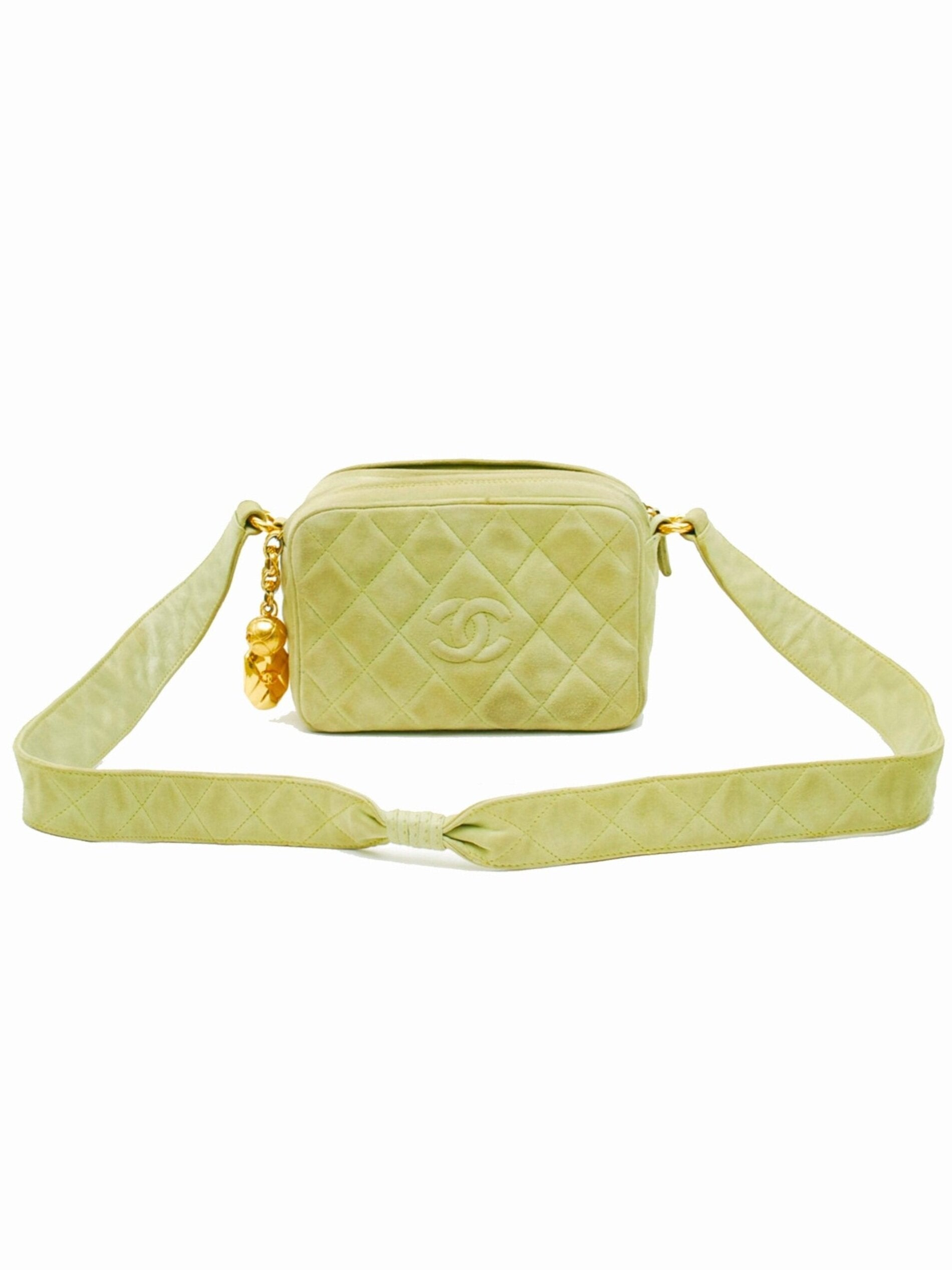 Vintage Bag  CHANEL Quilted Logo CC Suede Shoulder Crossbody Bag