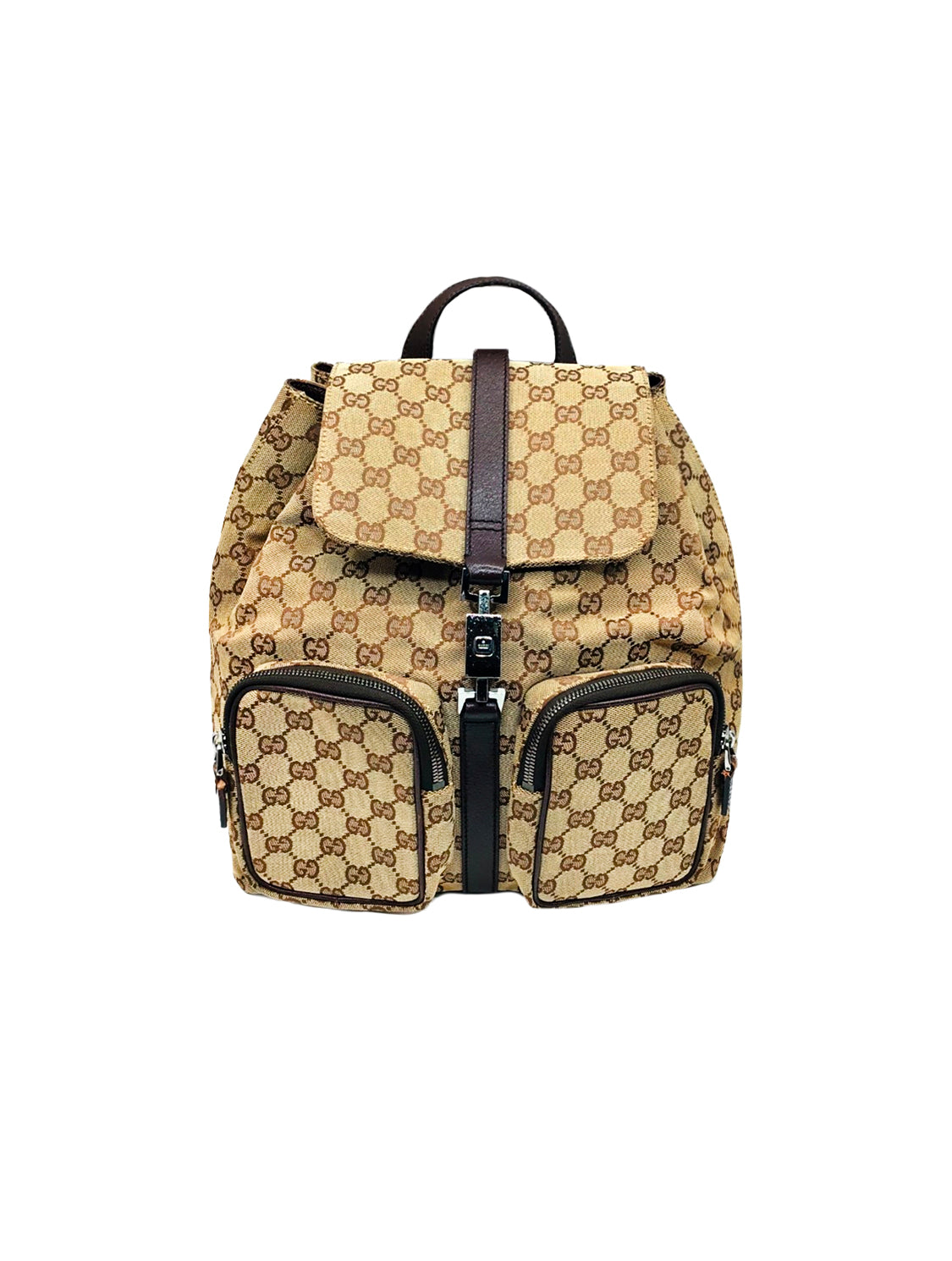 Gucci 2000s Grey Monogram Gold Hardware Shoulder Bag · INTO