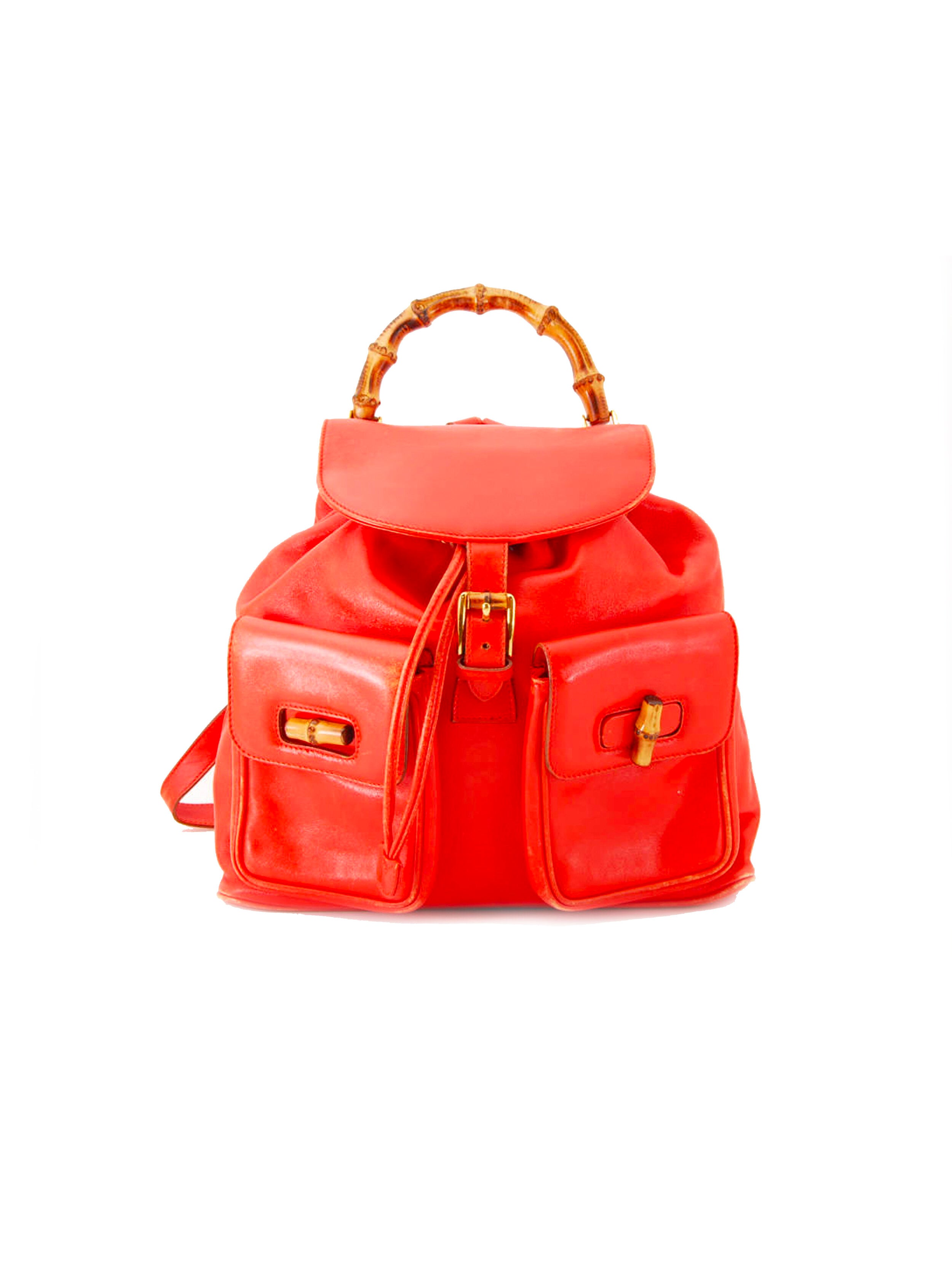 Gucci Bamboo 2000s Orange/Red Leather Backpack