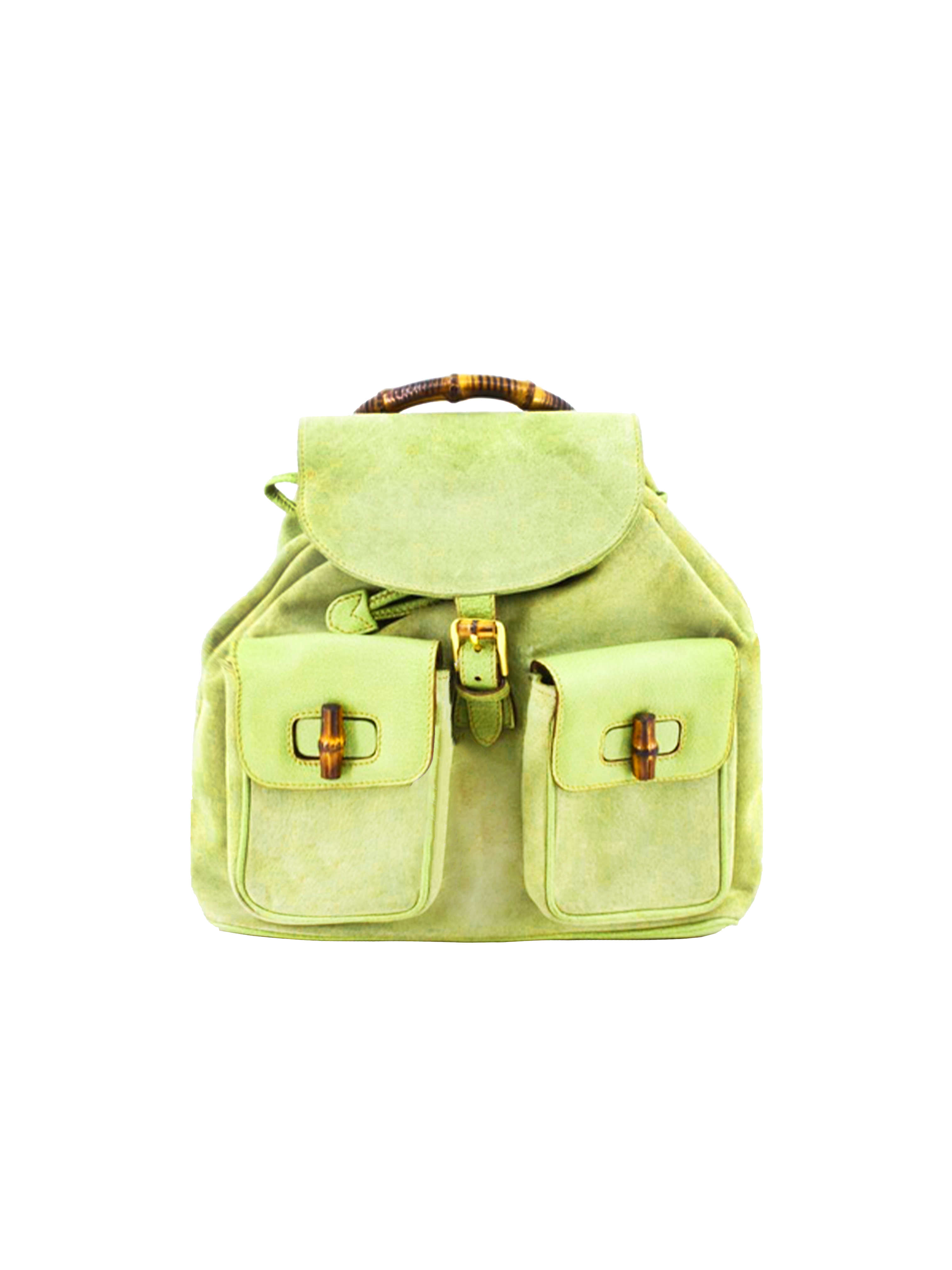 Gucci Bamboo 2000s Green Suede Backpack