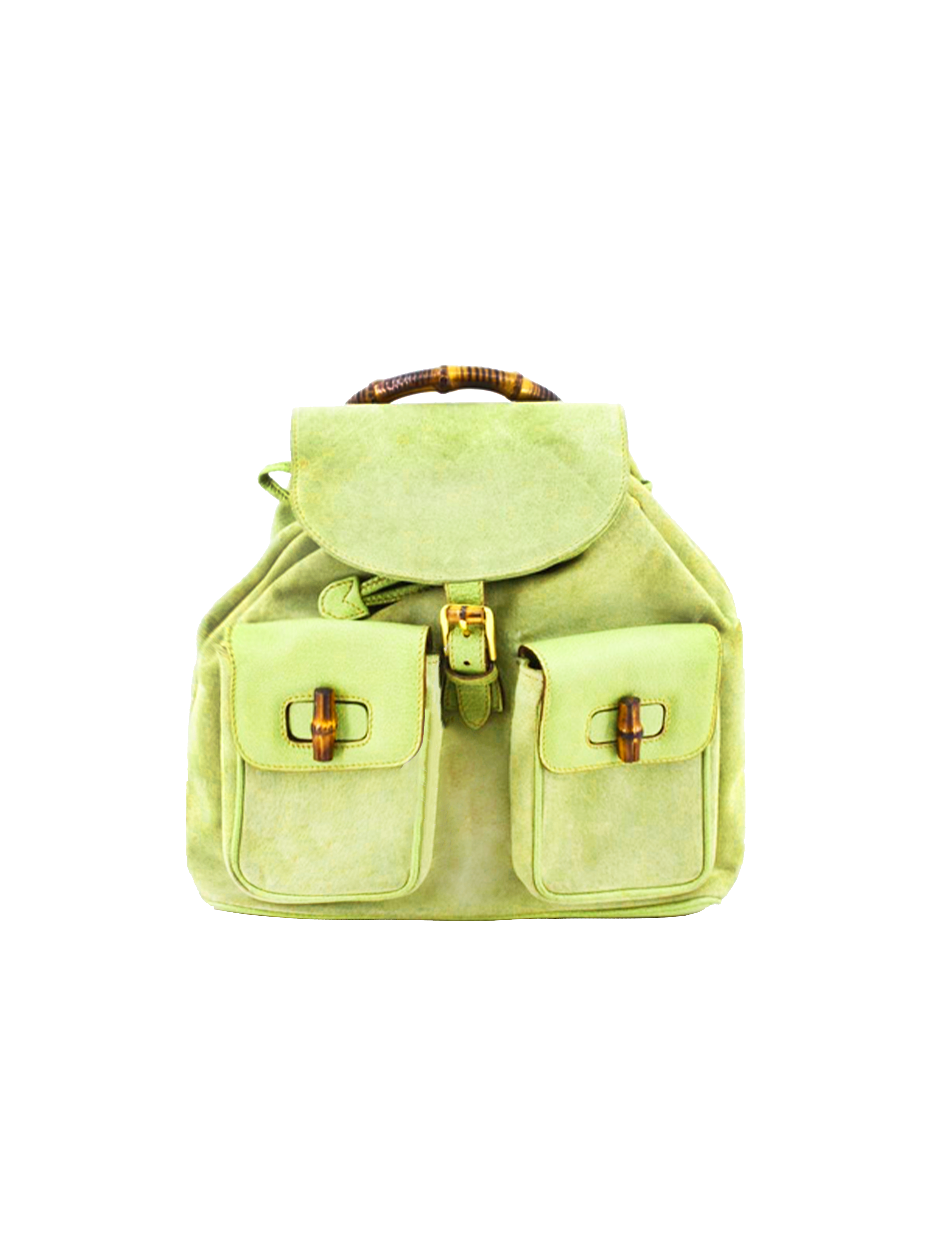 Gucci Bamboo 2000s Green Suede Backpack · INTO