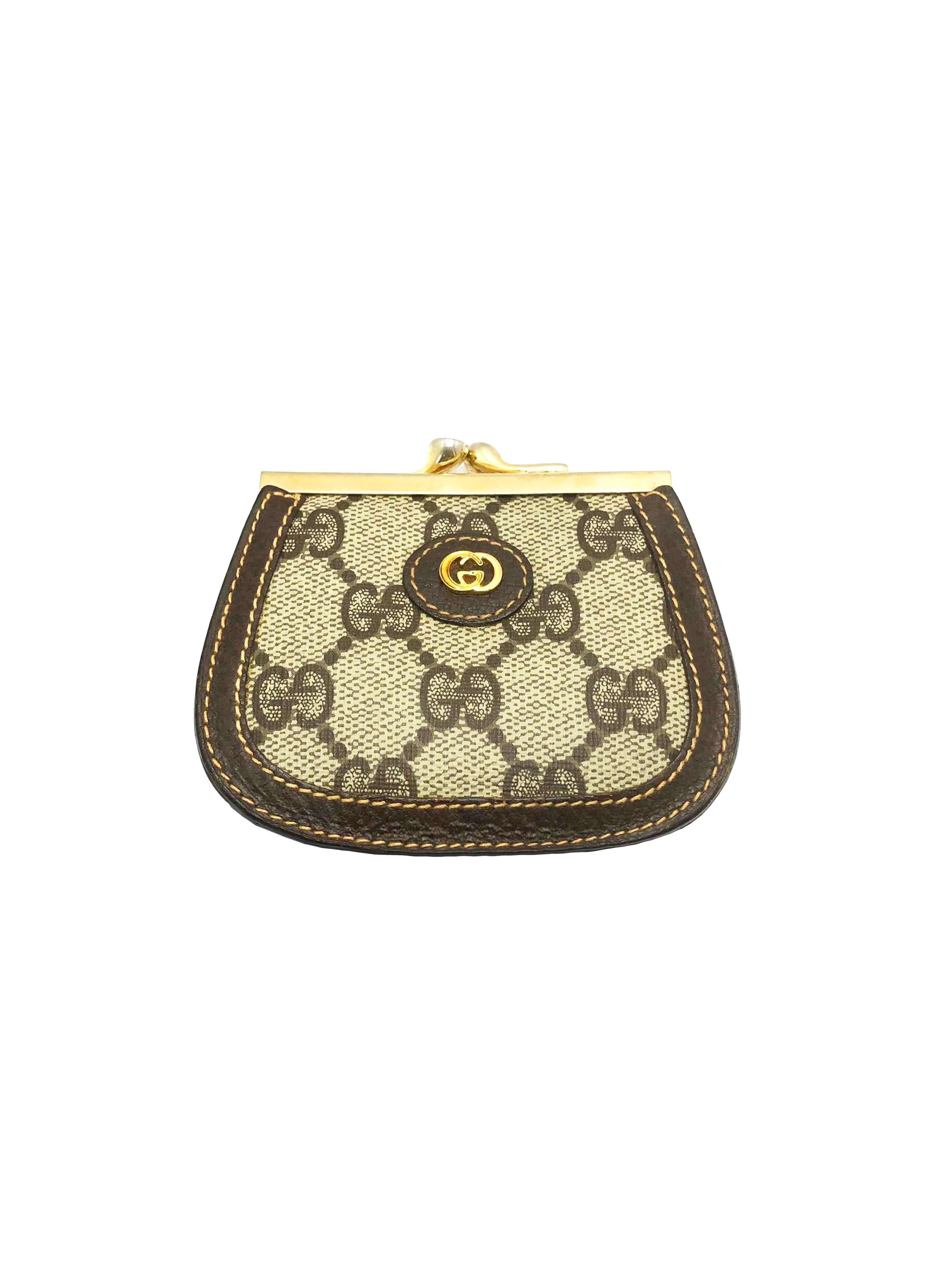 Gucci Vintage GG Supreme Kiss Lock Coin Pouch