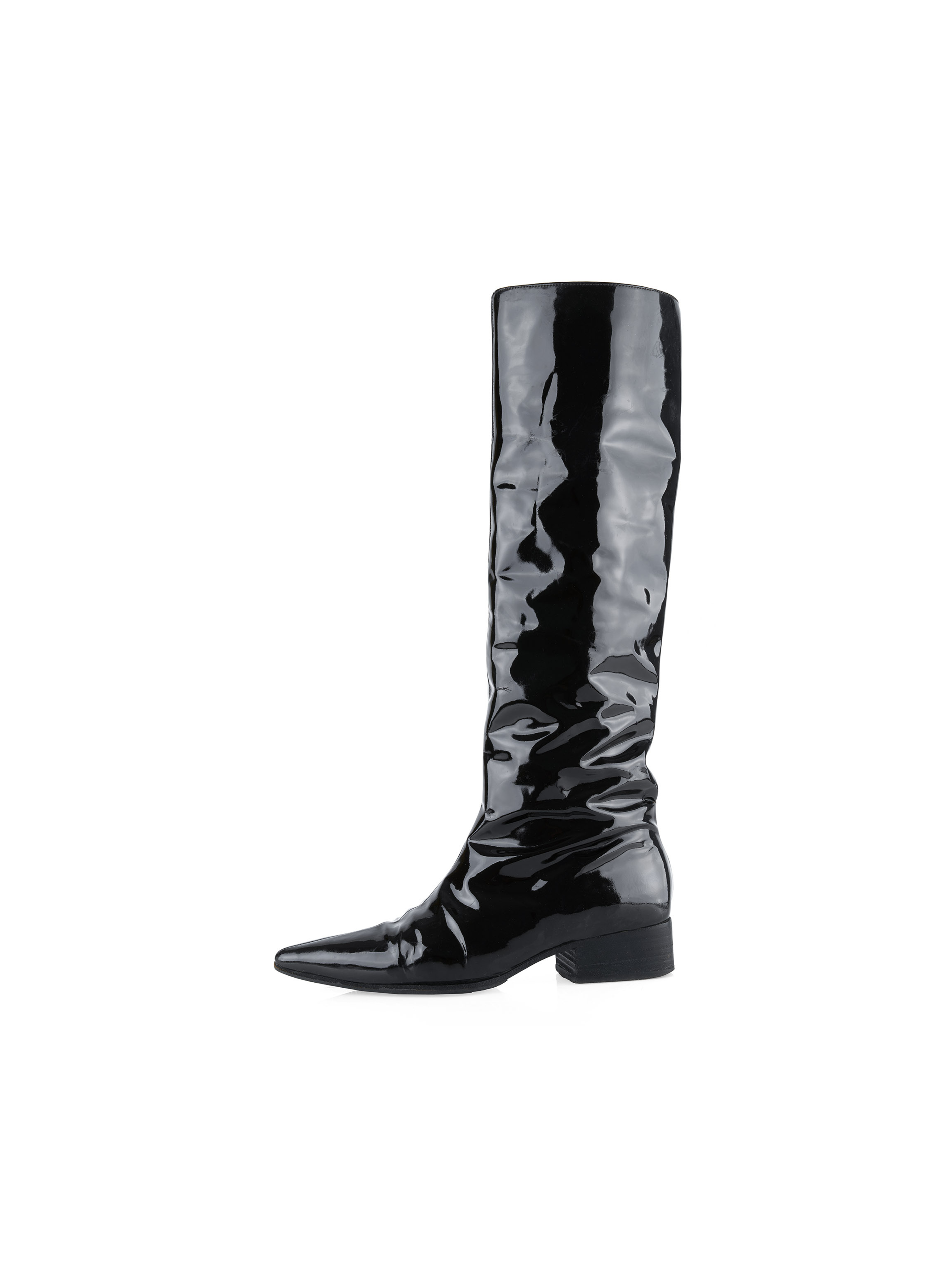 Chanel Black Patent Leather Boots
