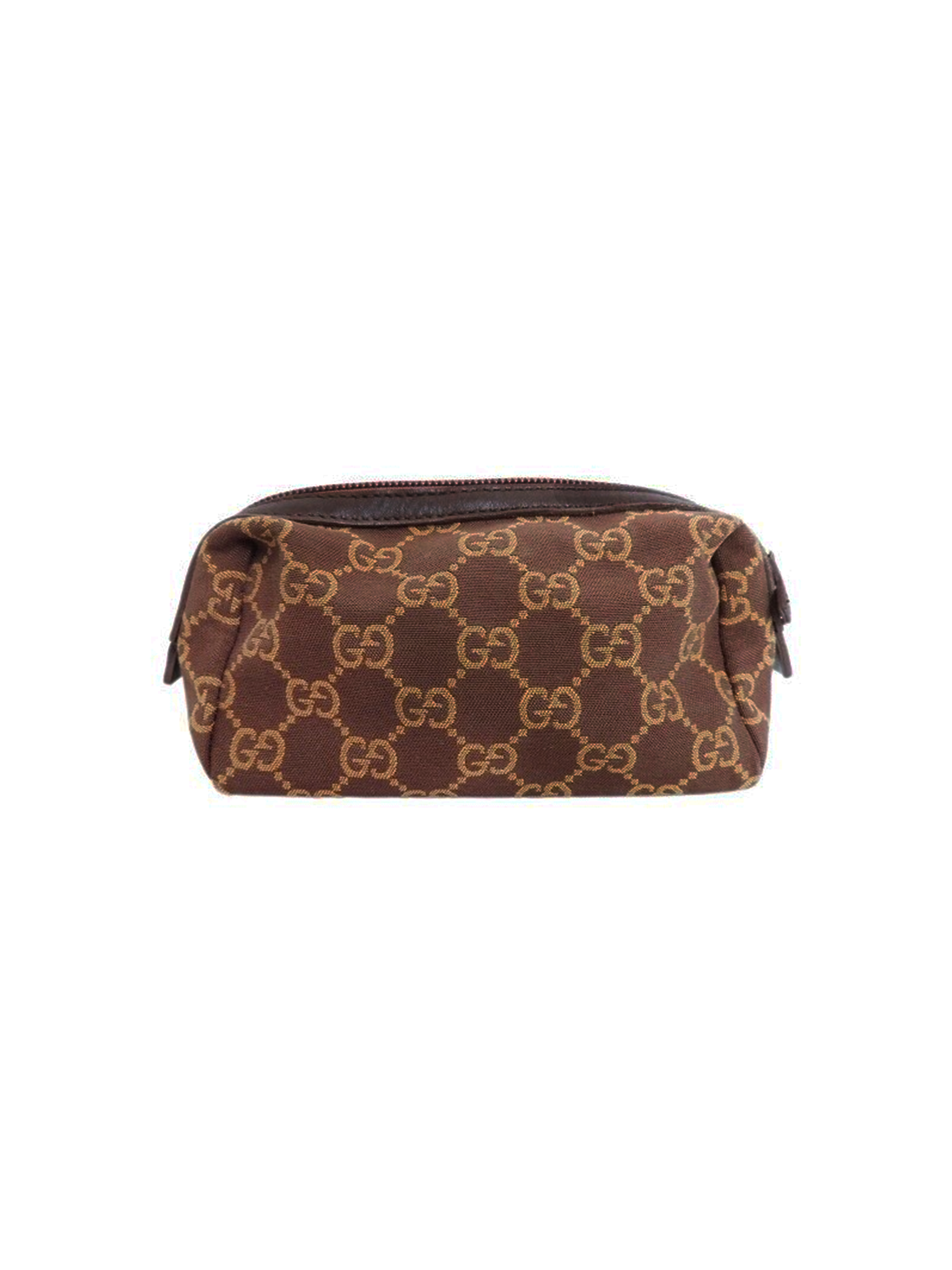 Gucci 2000s Brown Monogram Cloth Pouch