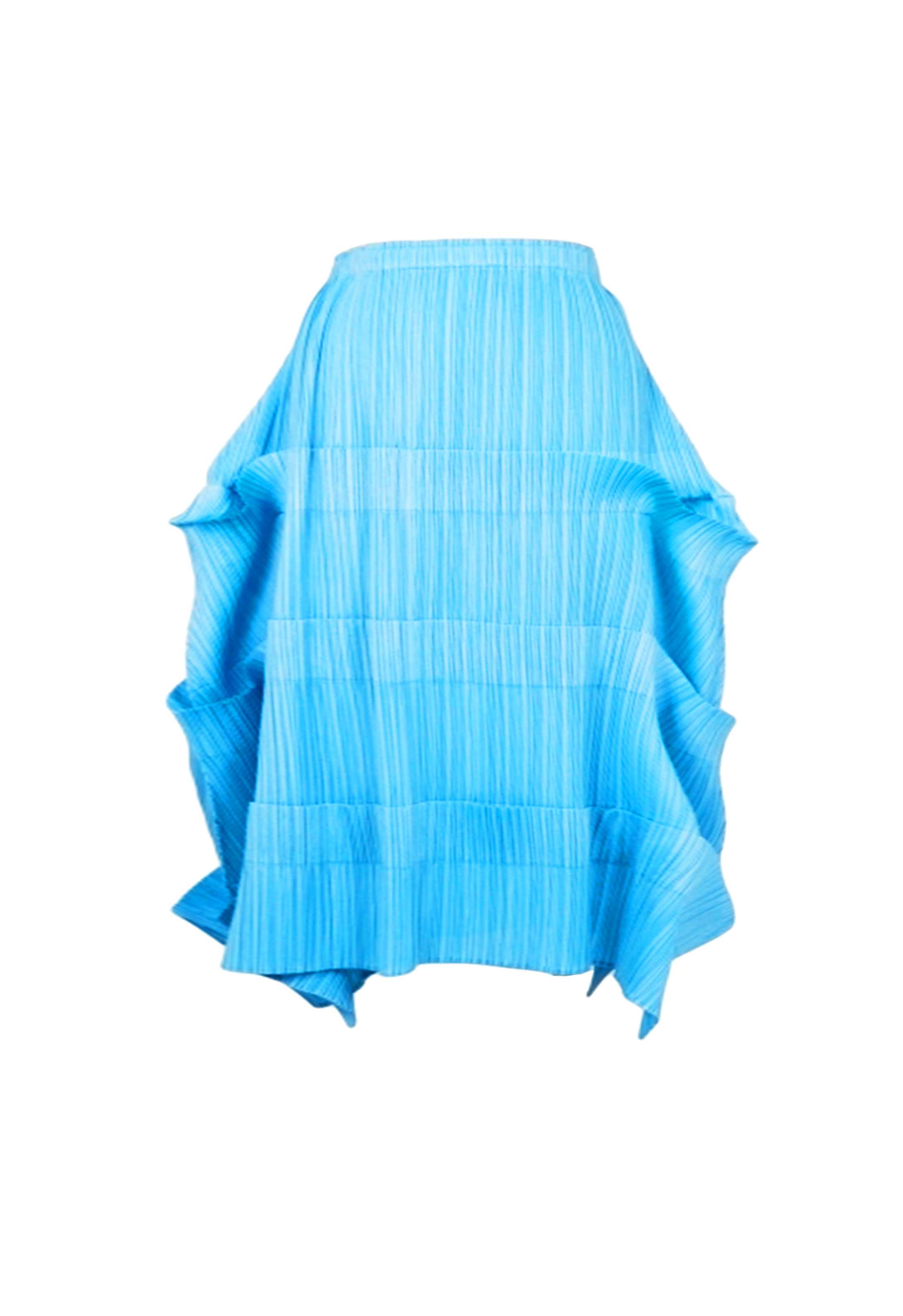 Issey Miyake 2000s Rare Crumpled Blue Pleats Skirt