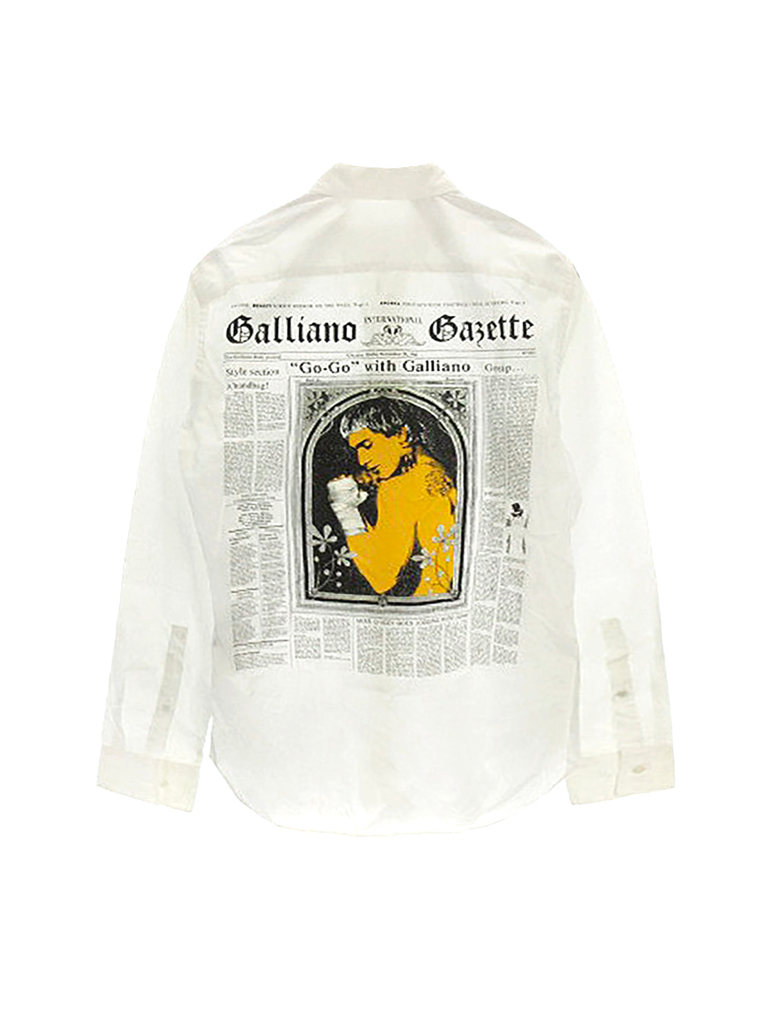 John Galliano 2000s Rare Gazette Back Printed White Dress Shirt