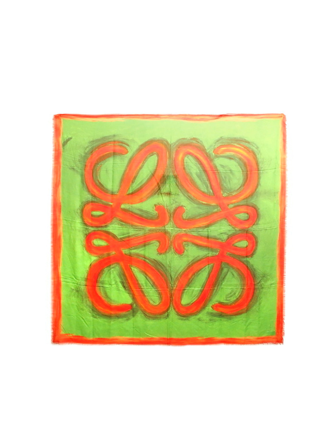 Loewe 2010s Painted Logo Green and Red Scarf