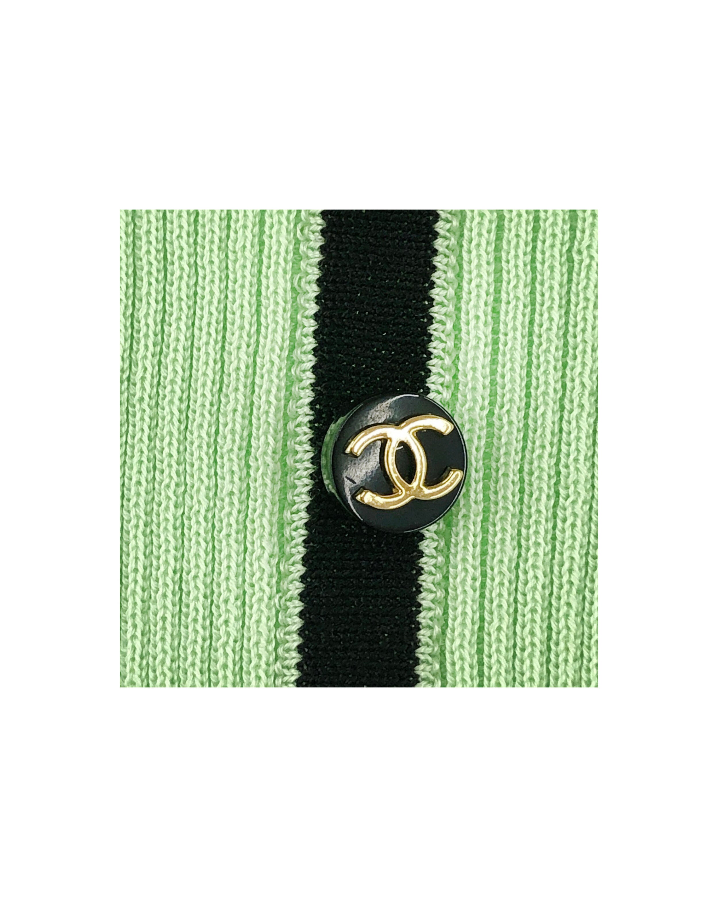 Chanel 1995 SS Rare Green Short Sleeve Knit Top