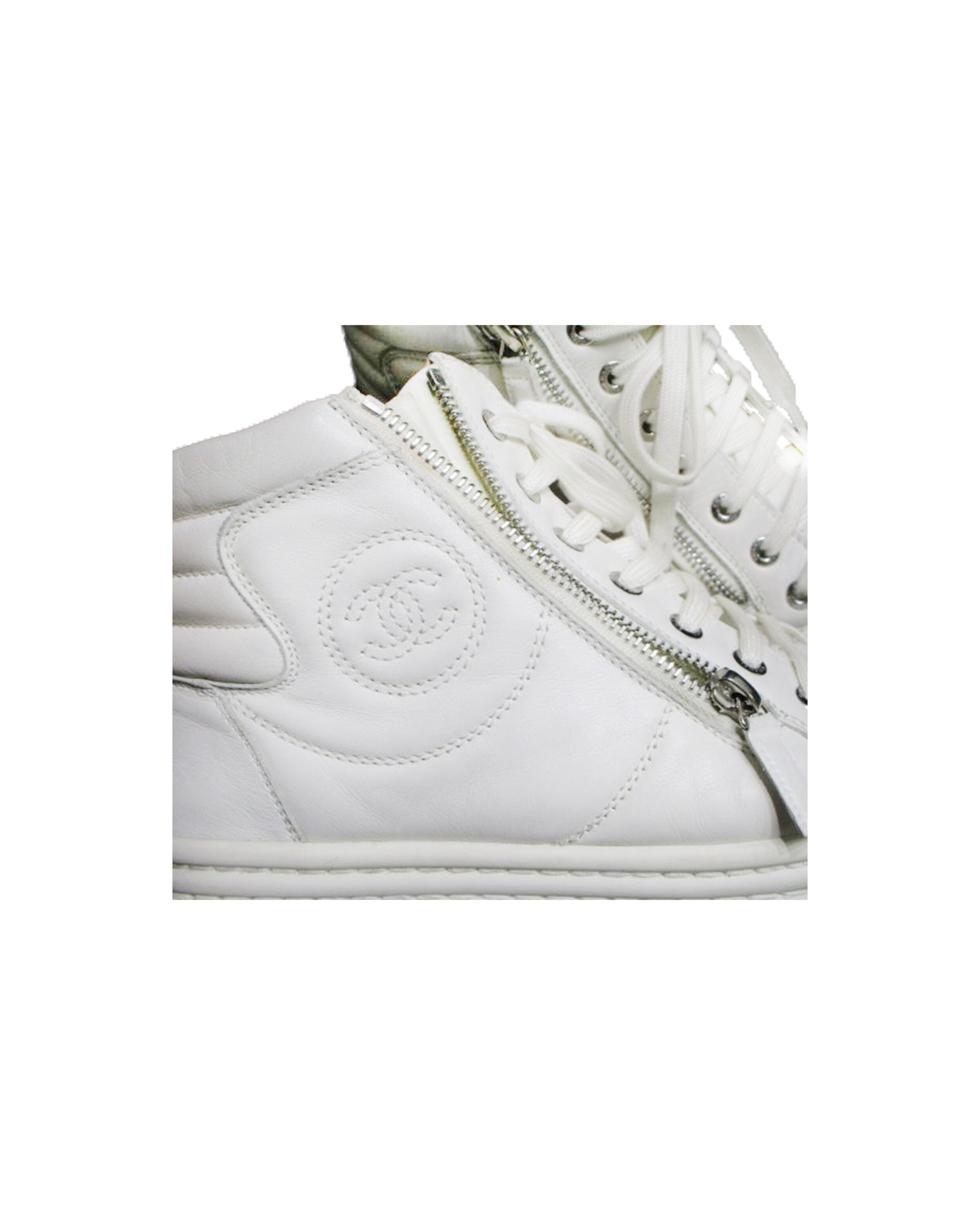 Chanel White High-Top Sneakers