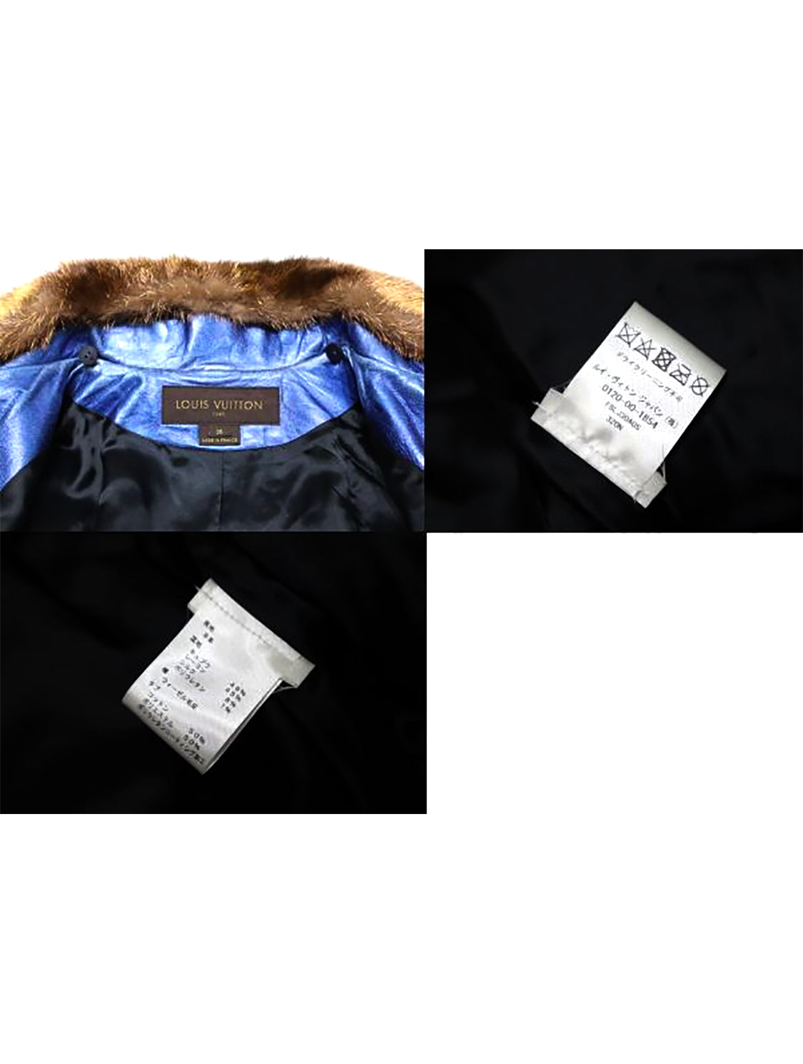 Louis Vuitton 2000s Blue Leather Jacket With Fur