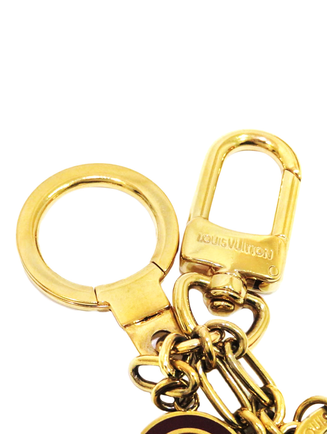 Louis Vuitton 2000s Gold and Burgundy Lock Charm Keychain · INTO