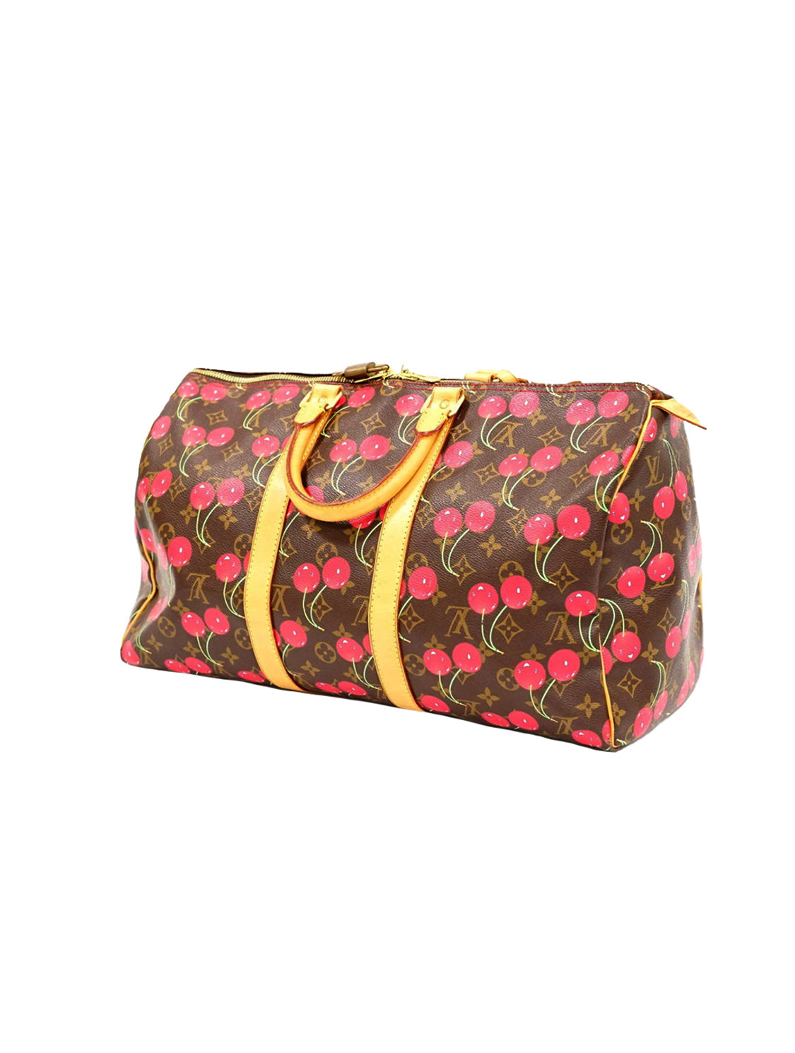 Brighten up cold winter days with this LOUIS VUITTON Travel Bag Brown  Monogram Cerise Cherry Keepall. At ww…