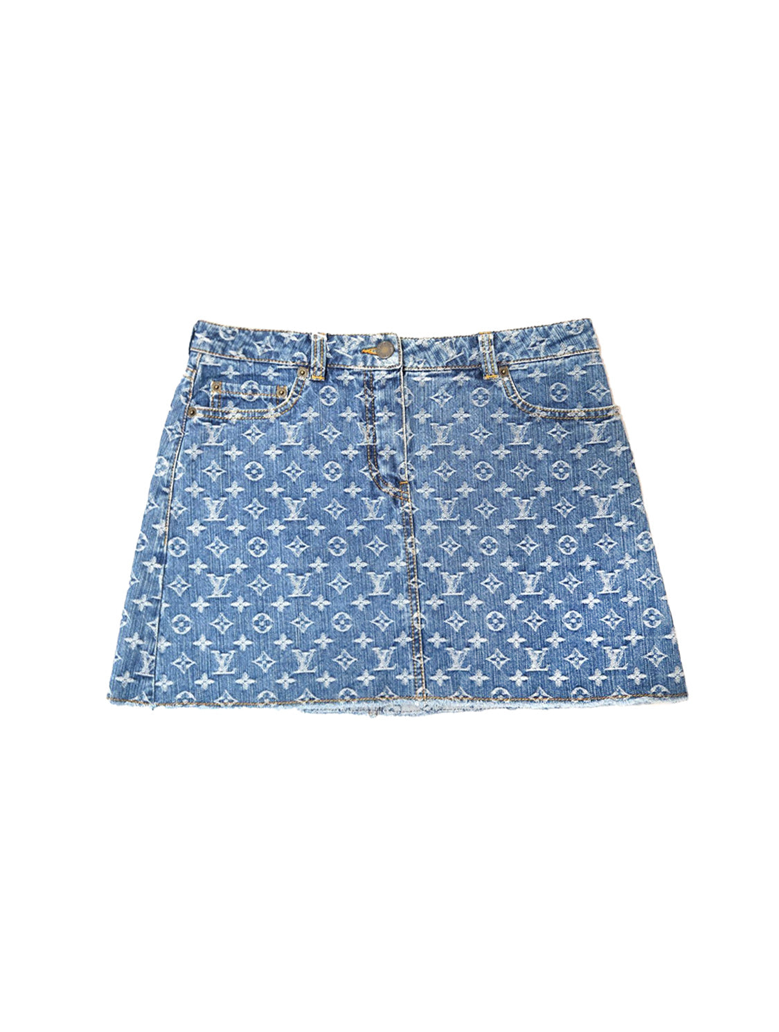 LOUIS VUITTON Vintage LV Monogram Denim Gradation Mini Skirt