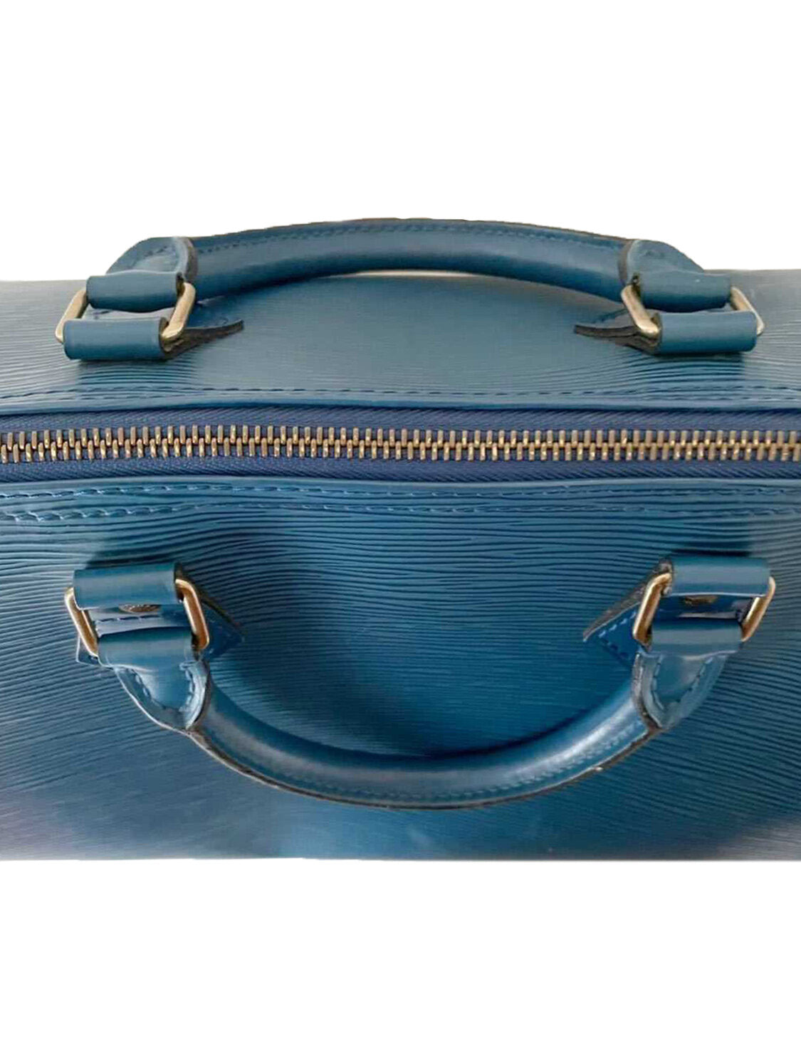 Louis Vuitton Speedy 30 blue epi leather + monogram / orange shoulder strap  Brown ref.124252 - Joli Closet