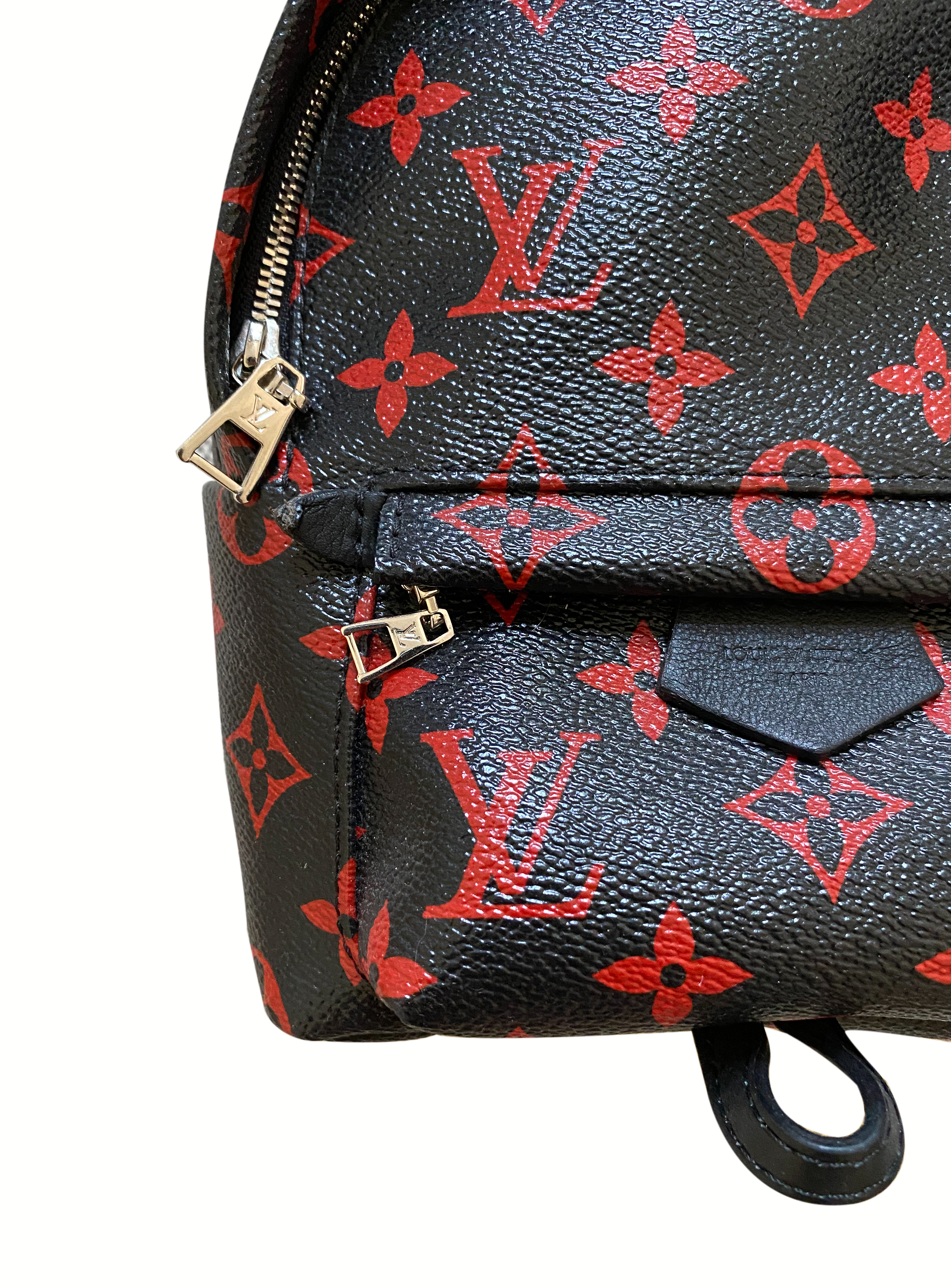 Louis Vuitton Backpack Palm Springs Monogram Infrarouge Mini Black Red