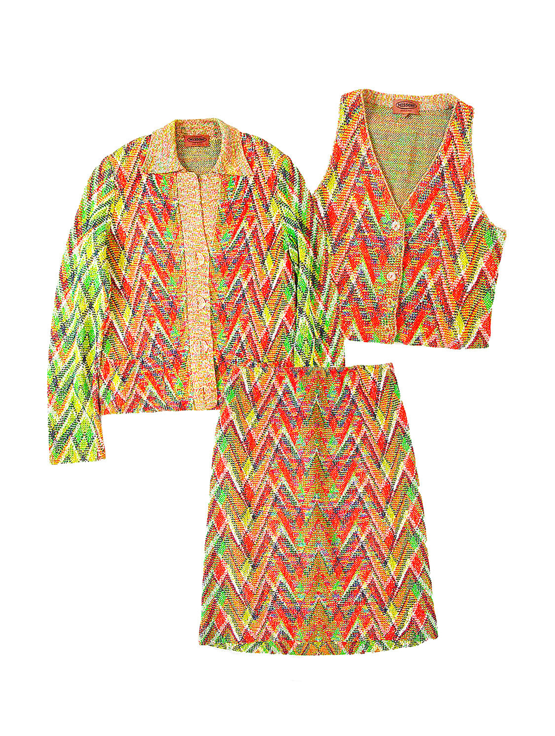 Missoni 2000s Red & Green Knit Three Piece Set