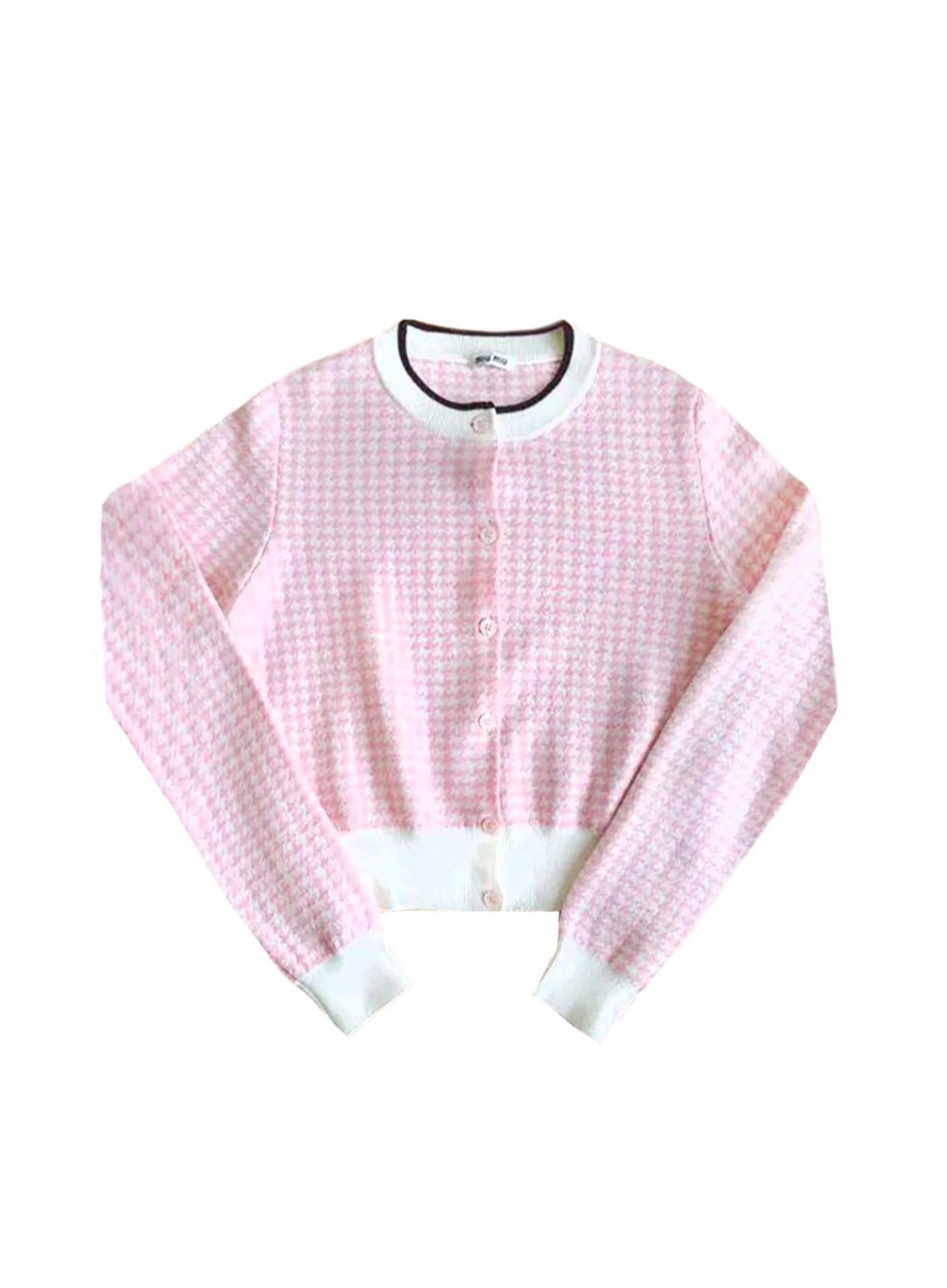 Miu Miu Pink and Black Border Knit Sweater