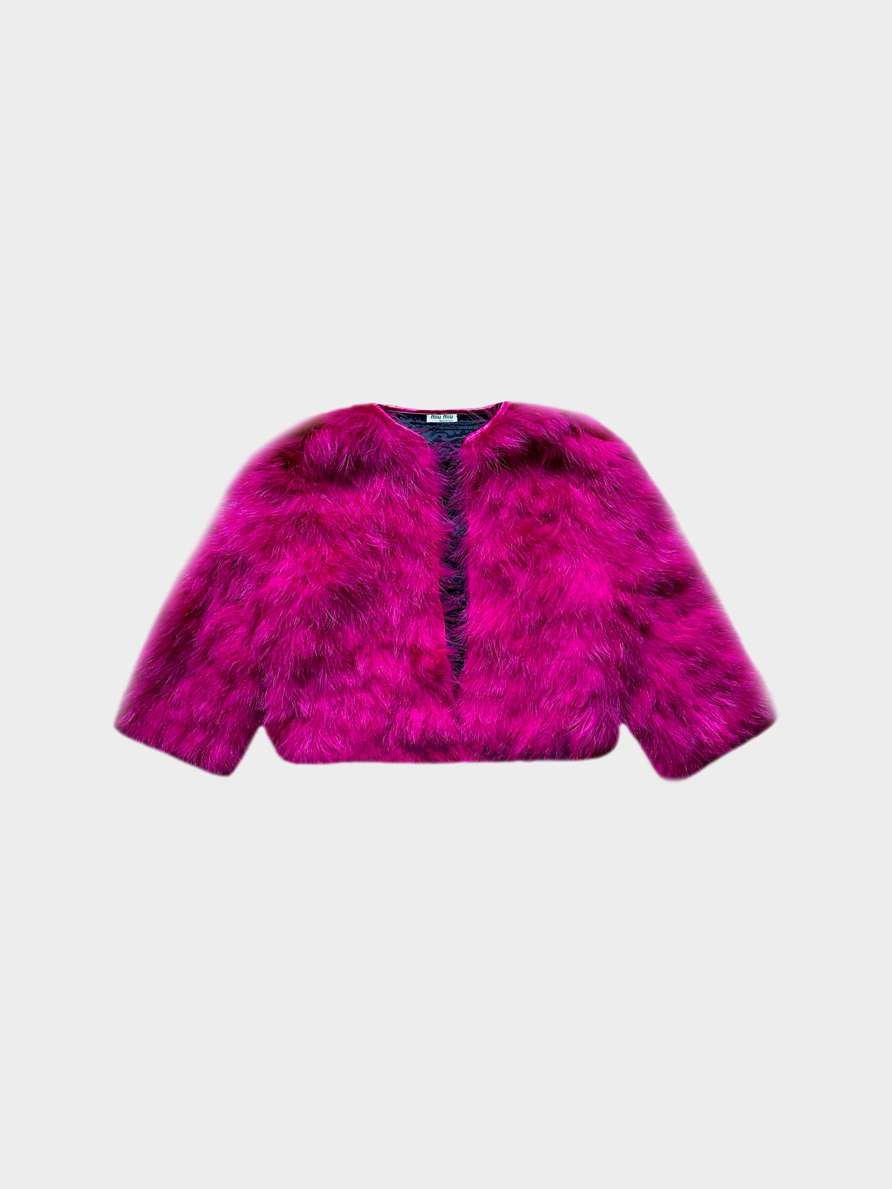 Miu Miu Late 2000s Fuschia Feather Jacket